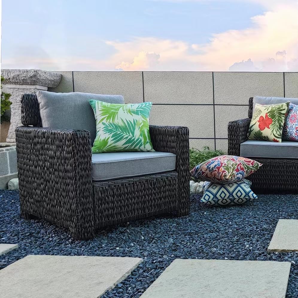 JMGBird Outdoor Pillows Set of 2 - 18x18 Inch Waterproof Throw Pillows with Insert for Patio Furniture - Perfect for Outdoor Sofas, Garden Chairs & Poolside Lounging