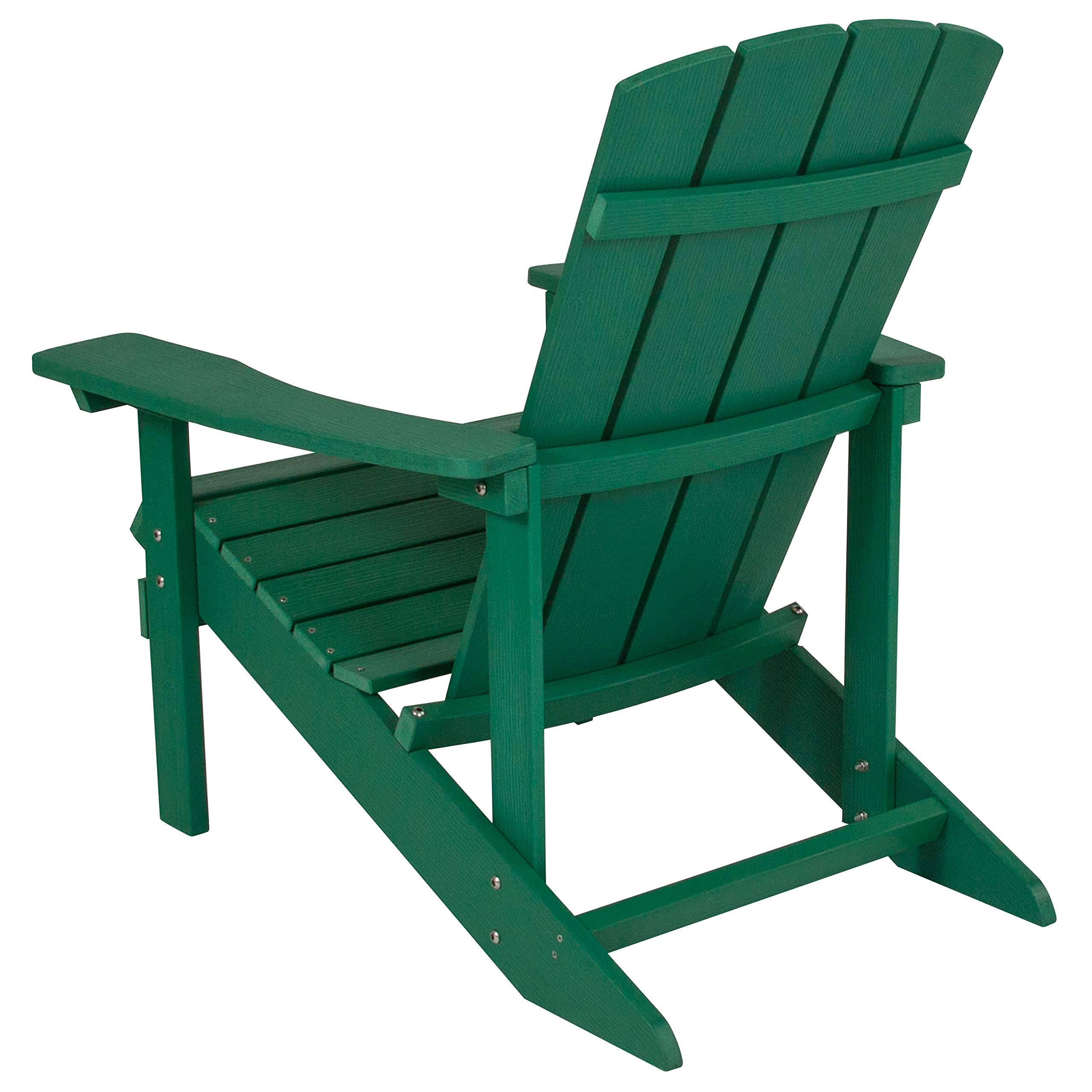 Merrick Lane Riviera Adirondack Patio Chairs - Weather-Resistant Green Outdoor Furniture with Vertical Back & Wide Arms - Comfortable Slanted Seat Design - Perfect for Poolside, Garden, and Backyard Relaxation