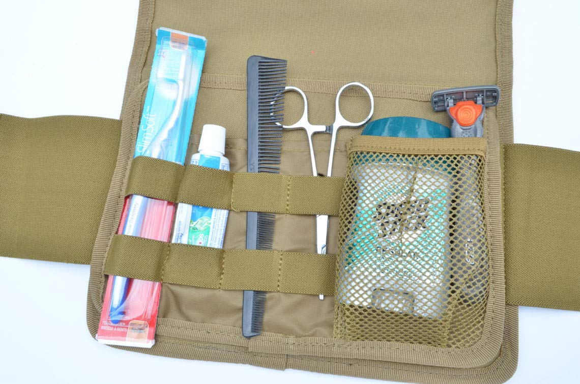 Tactical MOLLE Toiletry Bag for Camping & Travel - Military Grade Wash Kit with Durable TAN Color - Perfect for Outdoor Adventures, Hiking & Survival Gear Organization