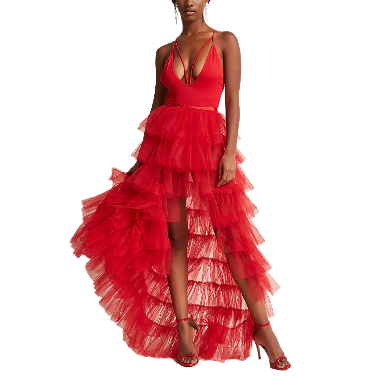 Elegant Women's Tulle Maxi Skirt - Solid Color Mesh Party Skirt with Tie-Up Hem & Irregular Floor-Length Design for Wedding Guest, Prom, Evening Gala & Special Occasions