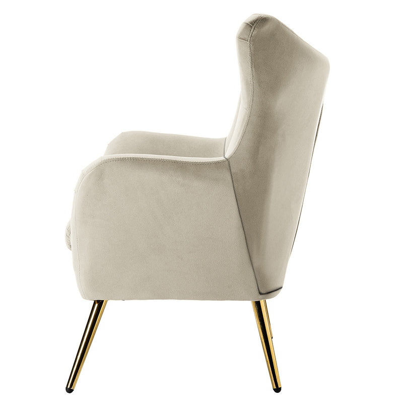 Luxury Isabelle Wingback Velvet Upholstered Armchair - High Back Accent Chair with Sturdy Metal Legs for Living Room, Bedroom & Office Decor