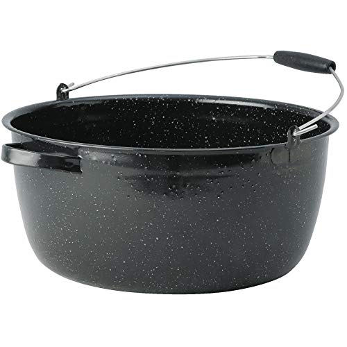 16 Qt Black Enamel Preserving Kettle - Durable Tea & Coffee Brewing Pot for Camping, Home Kitchen & Outdoor Adventures