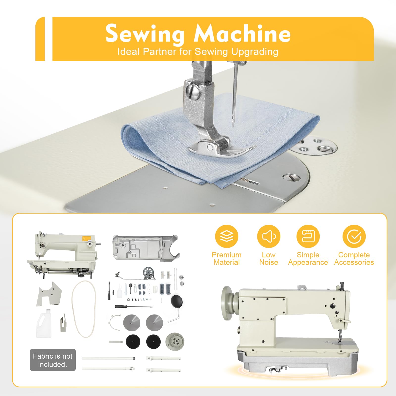 Heavy Duty Industrial Sewing Machine for Thick Materials - 3000 SPM High Speed Lockstitch Leather Sewing Machine for Garment & Tailor Shops - Perfect for Leather, Canvas, Denim & Upholstery Projects
