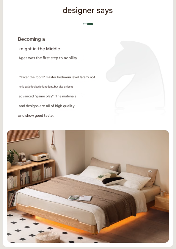 Modern Solid Wood Platform Bed - Oak & Beech Frame, Floating Design with Optional Headboard & LED Lighting - Perfect for Contemporary Bedrooms & Minimalist Home Decor