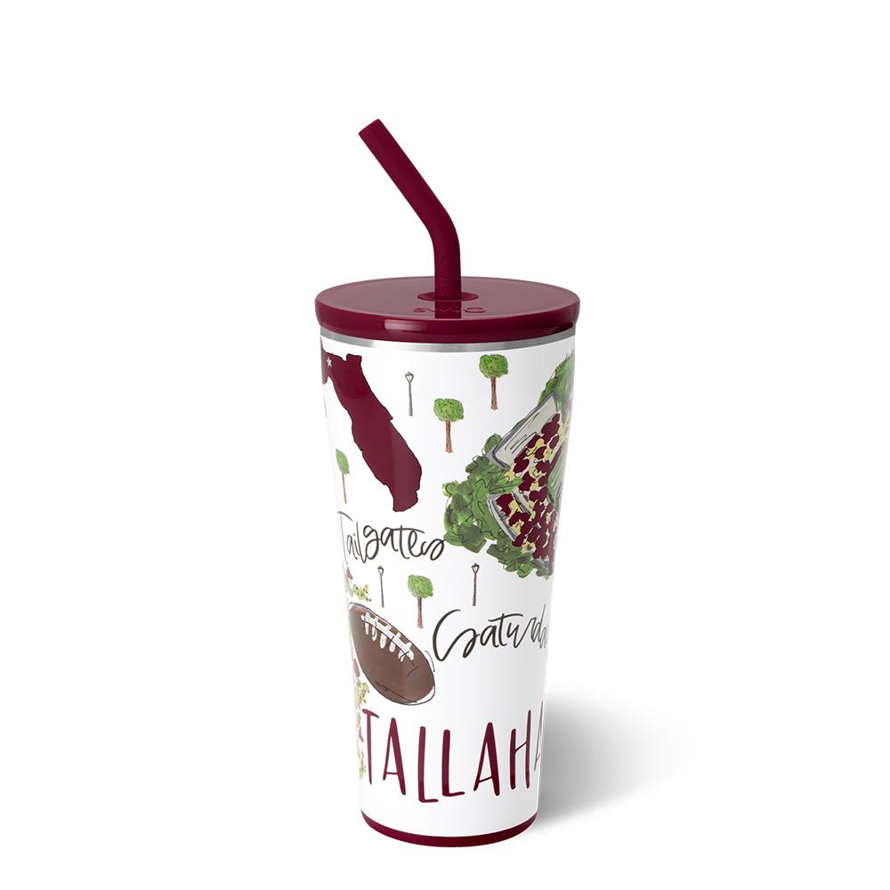 Saturdays in Tallahassee 32oz Straw Tumbler - Insulated Stainless Steel Cup for Iced Coffee, Smoothies & Cold Drinks - Perfect for Beach, Pool & Outdoor Activities