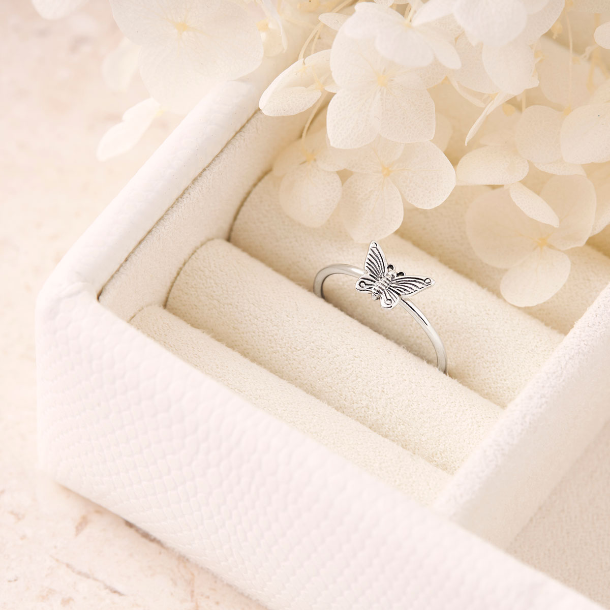 Butterfly Lovers Ring - Sterling Silver Couple Rings for Women & Men, Romantic Matching Promise Rings - Perfect for Anniversaries, Weddings & Valentine's Day Gifts