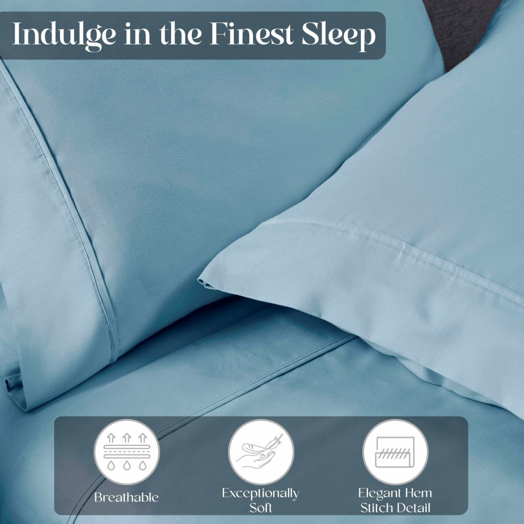 Premium 1400-1500 Thread Count Cotton Blend Deep Pocket Bed Sheet Set - Ultra Soft & Breathable for a Comfortable Sleep - Perfect for Master Bedroom, Guest Room & Dorm