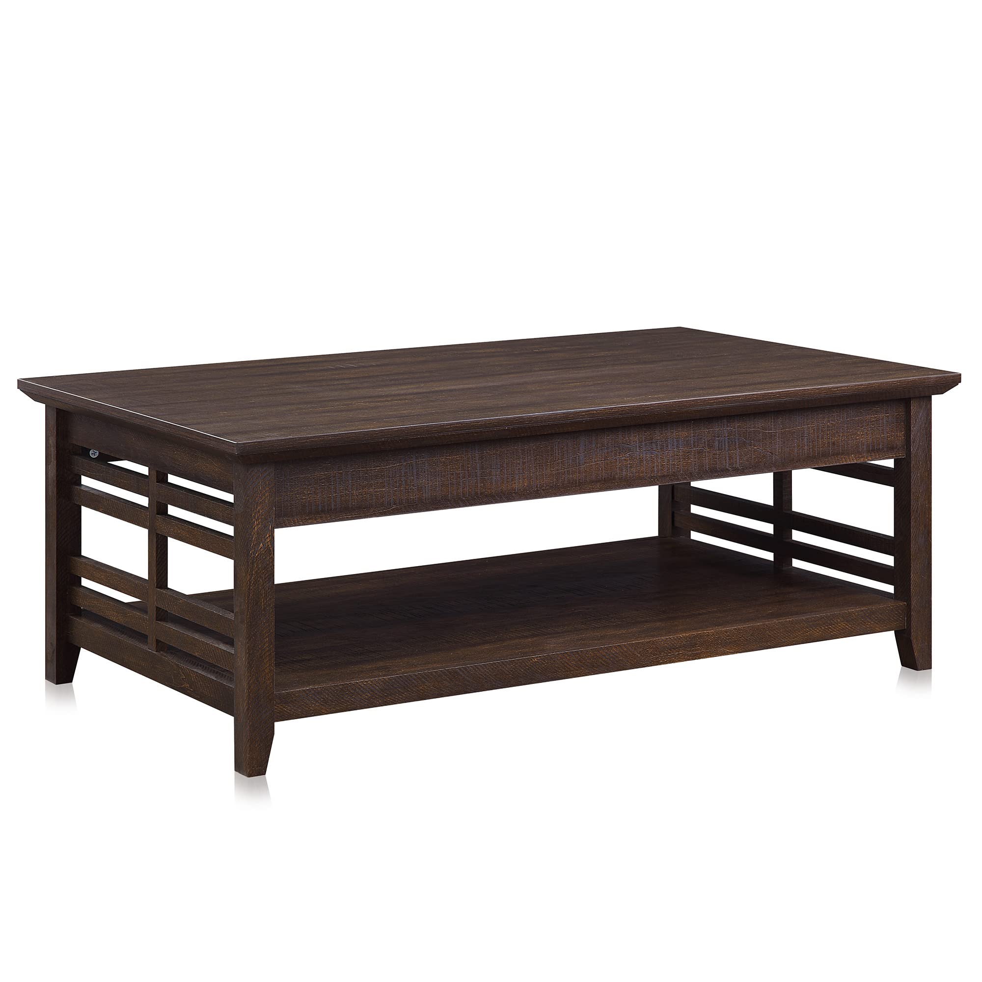 BELLEZE Modern Wood Coffee Table with Storage Shelf, Two-Tier Rectangular Design for Living Room, Espresso Finish - 48 Inch - Perfect for Conversation, Leisure & Home Decor (Norrell Collection)