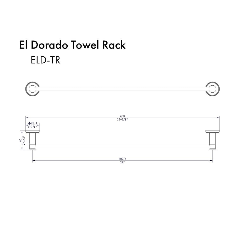 ZLINE El Dorado Matte Black Towel Rail - Premium Bathroom Accessory for Modern Homes (ELD TR MB) | Perfect for Spa-Like Bathrooms & Luxury Showers