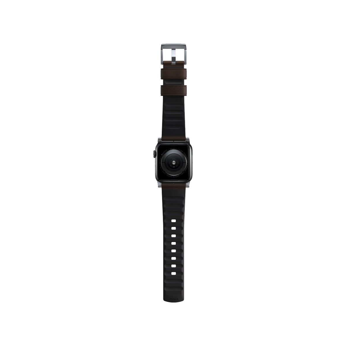 Nomad Active Band Pro 40mm / 41mm Silver Stainless Steel with Genuine Brown Leather Strap - Compatible with Apple Watch for Workout, Travel & Everyday Wear