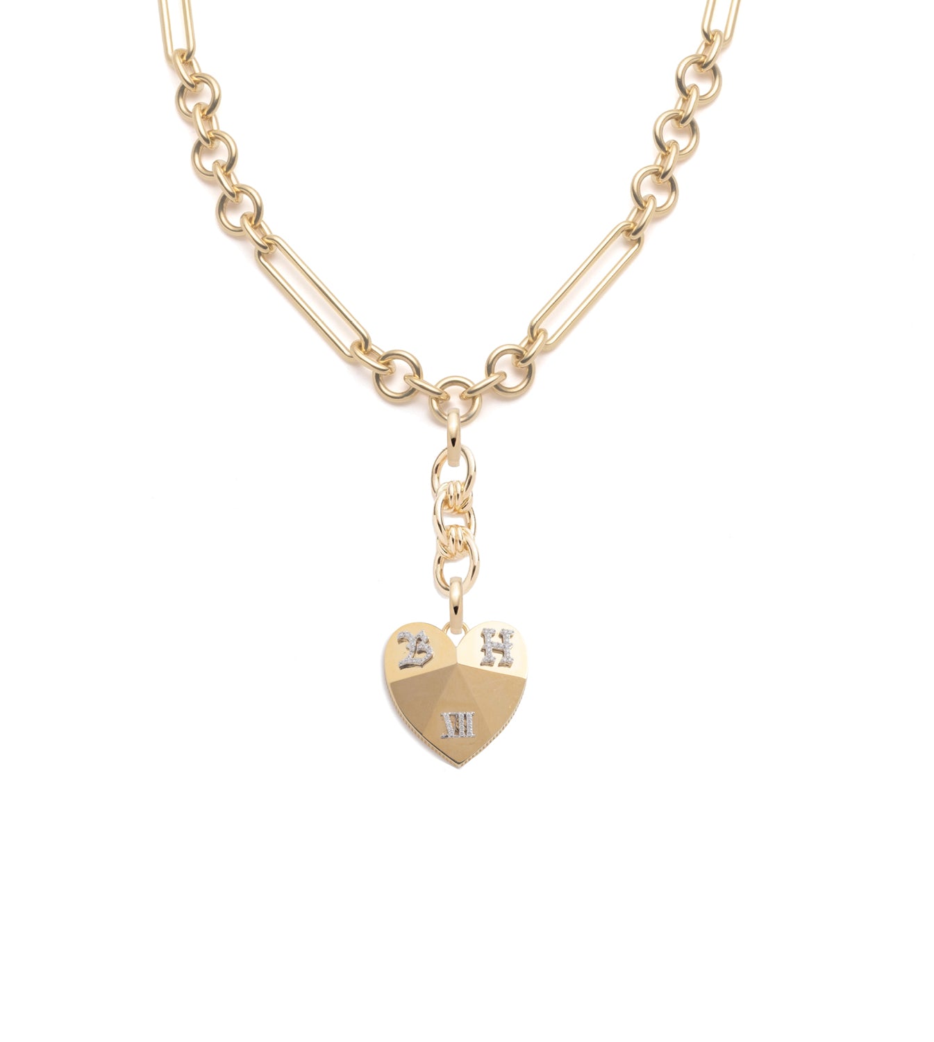 Custom Faceted Heart Love Necklace - Oversized Mixed Clip Pendant with Adjustable Knot Extension | Perfect for Valentine's Day Gifts, Anniversary Presents & Romantic Date Nights