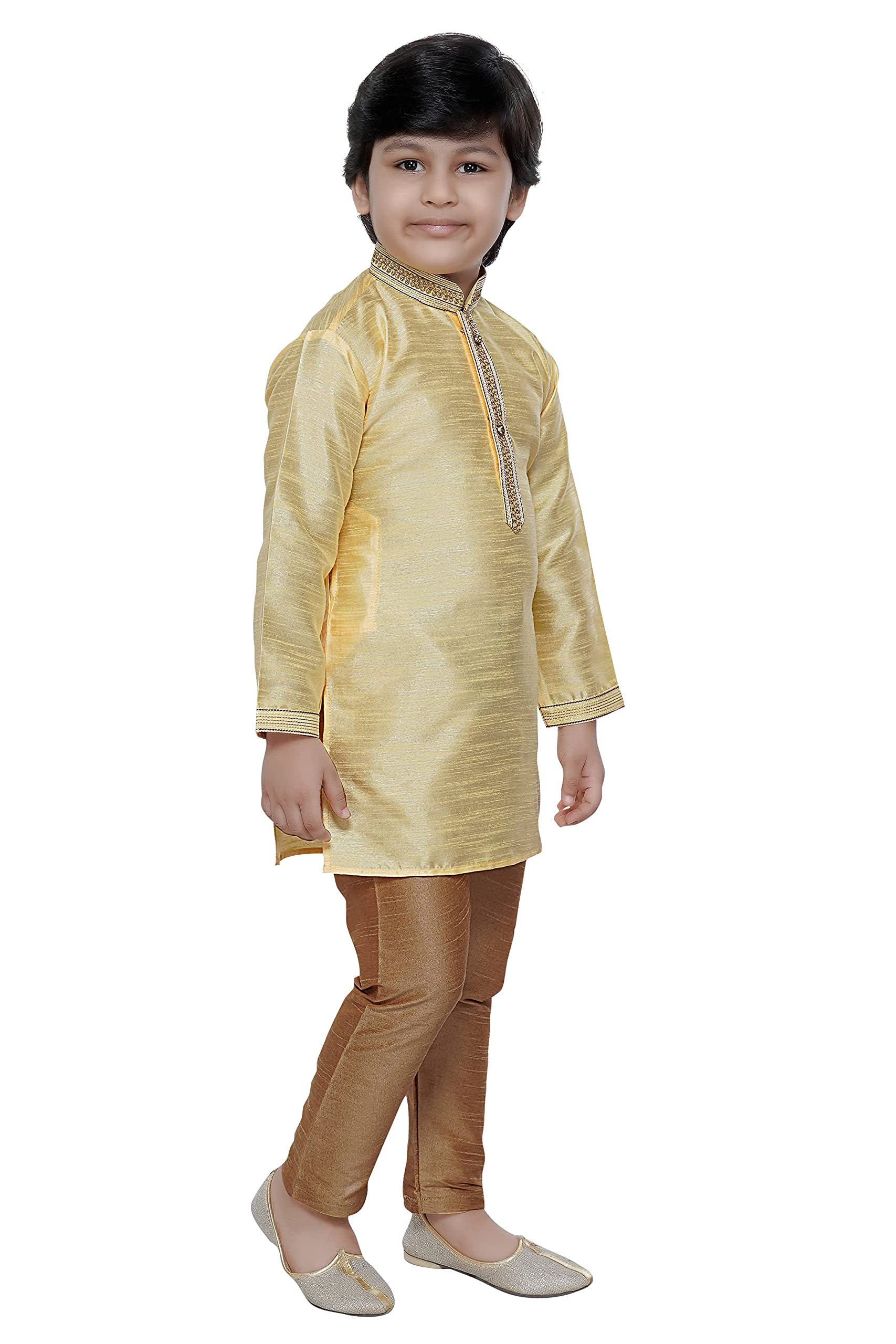 Tathastu Boys Festive Art Silk Kurta Pajama Set - Traditional Indian Ethnic Wear for Kids - Perfect for Diwali, Eid, Weddings & Cultural Celebrations