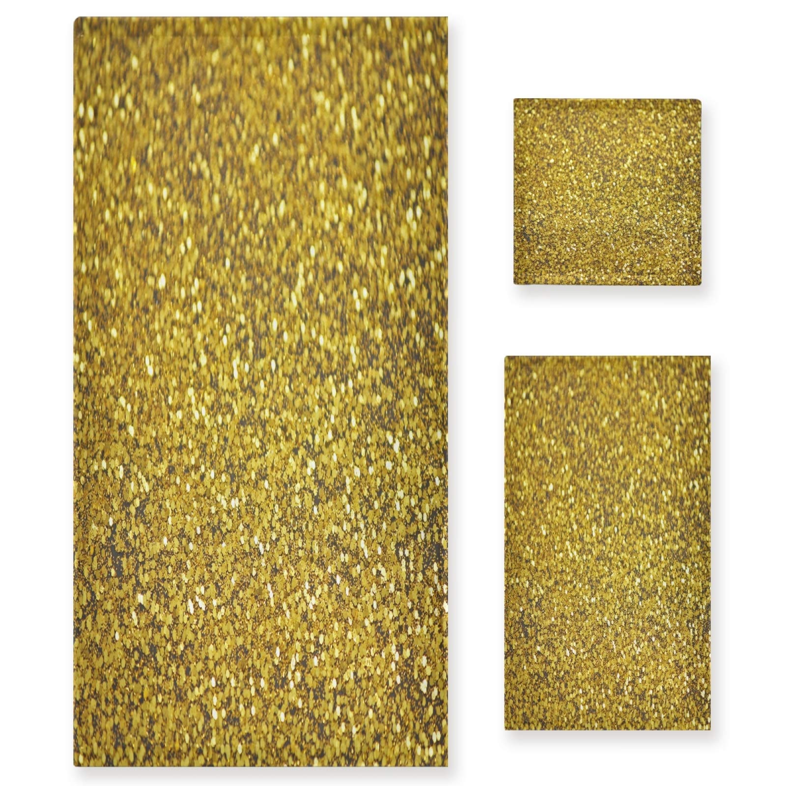 Premium Gold Glitter Bath Towels Set - Ultra Absorbent, Soft & Luxurious 3-Piece Towel Set for Home, Spa, and Hotel Decor - Perfect for Bathrooms, Guest Rooms, and Luxury Decor