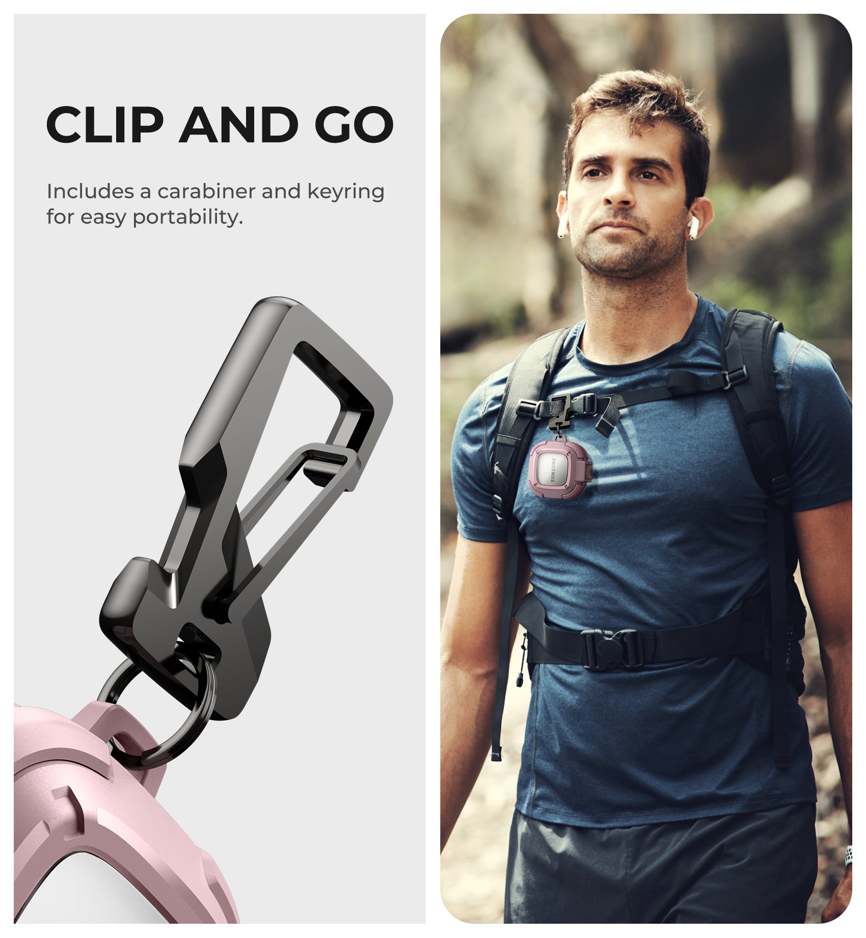 Durable Shockproof Earphone Case for Samsung Galaxy Buds Live/Pro/Buds2/Buds2 Pro/FE (2023) - Secure Lock & Carabiner Clip, Full Body Rugged Protection - Perfect for Travel, Sports, and Outdoor Activities