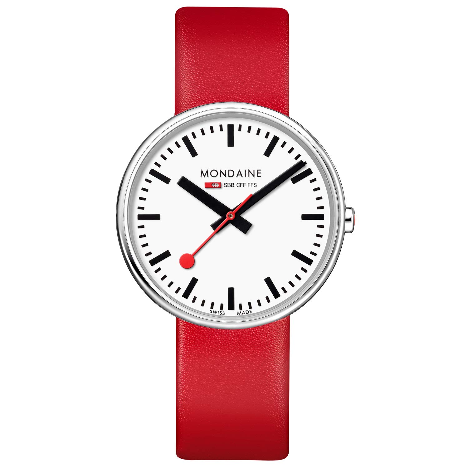 Mondaine Women's MSX.3511B.LC SBB Swiss Quartz Analog Watch with Red Leather Strap - Stylish Timepiece for Office, Travel & Everyday Wear
