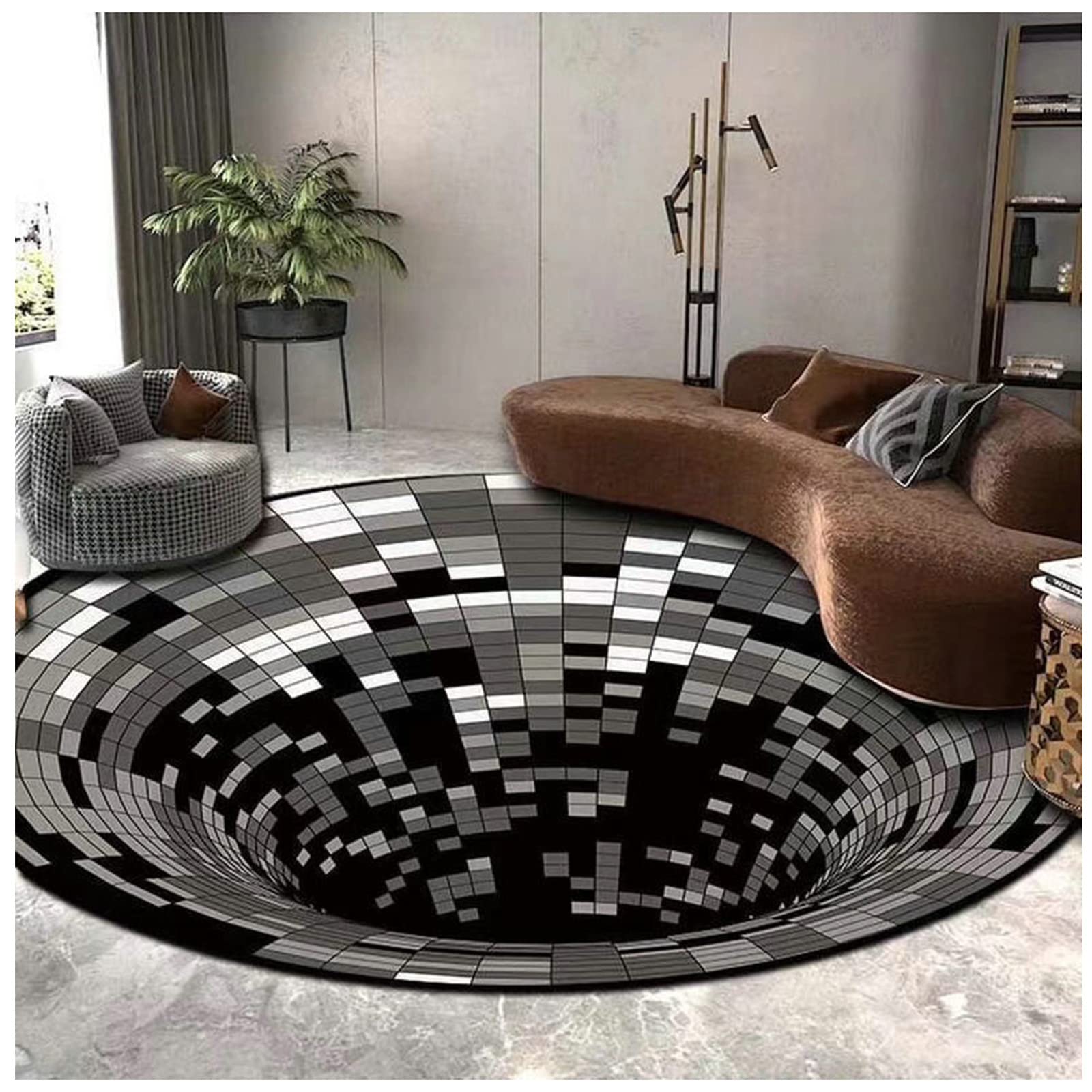 ALVALYND 3D Swirl Print Optical Illusion Rug - Non-Slip Floor Carpet for Living Room, Bedroom, Dining Room - 40cm Modern Home Decor for Hallway, Office & Kids Play Area