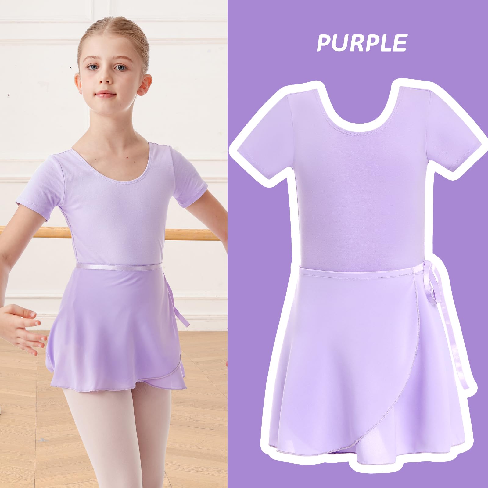 HiDance Girls Ballet Leotard with Skirt & Tights - Toddler Dance Outfit Combo for Ballet Class & Recitals