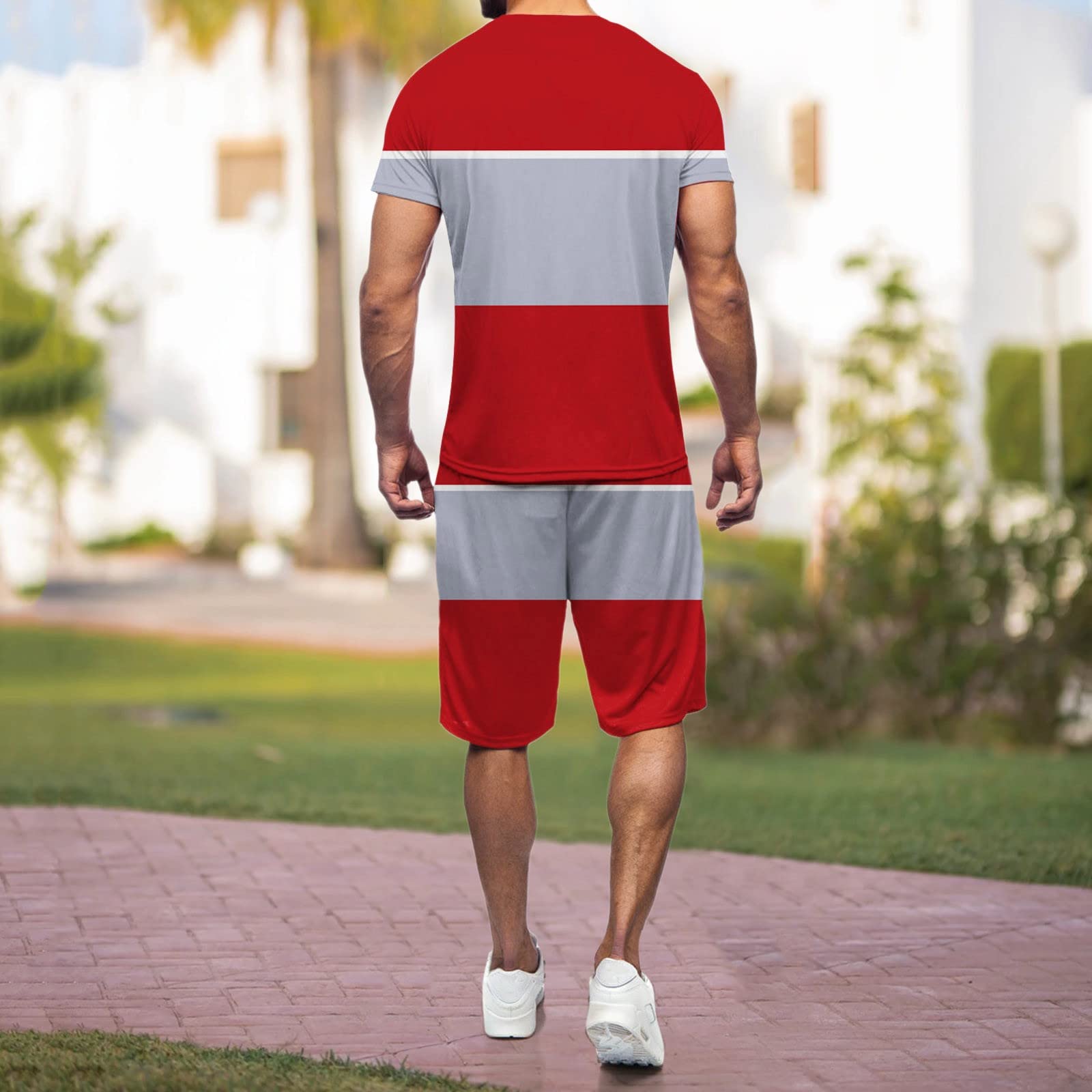 **Men's 2-Piece Tracksuit Set - Lightweight Summer Short Sleeve Outfit for Casual Wear, Gym & Travel**