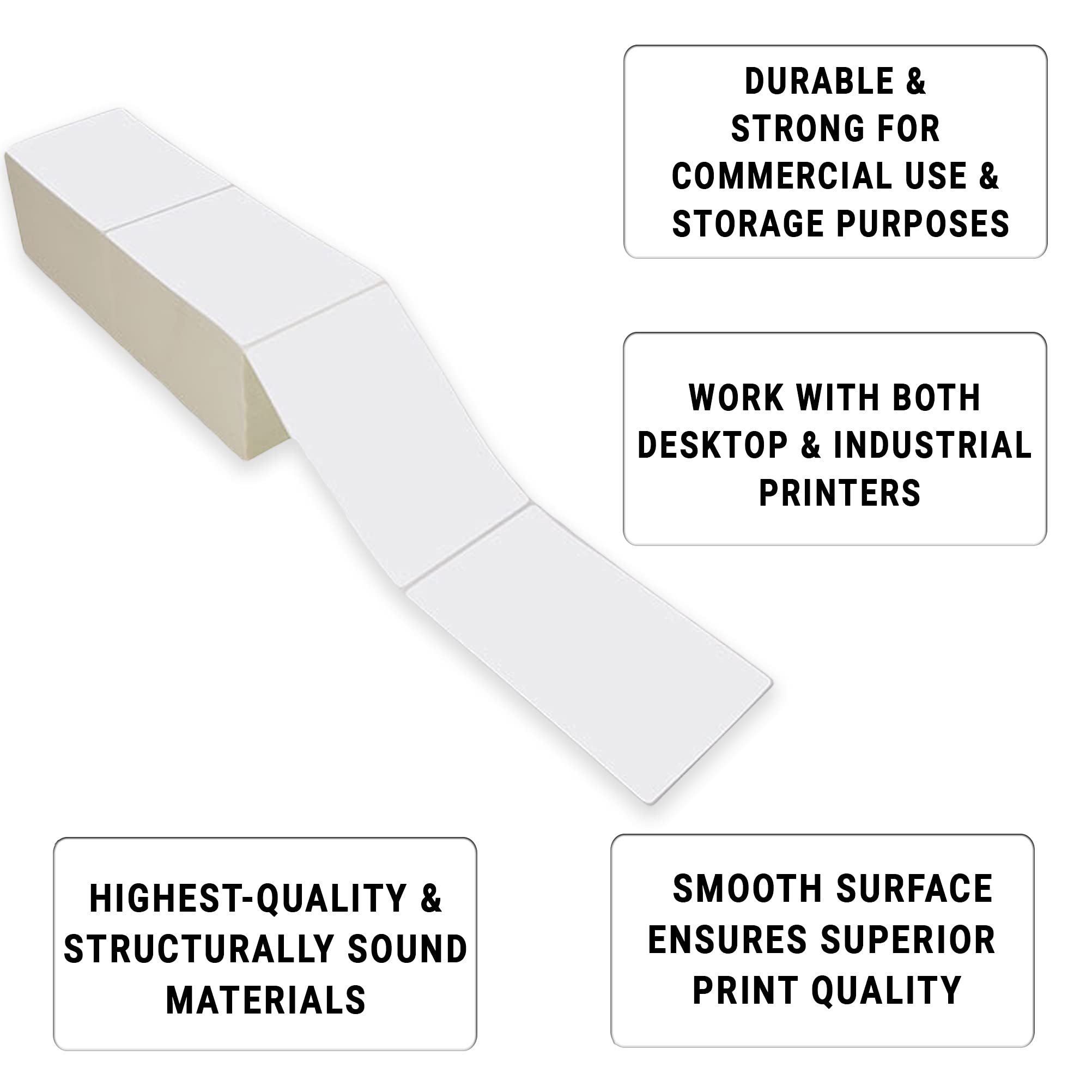 AMZ White Direct Thermal Label Paper, 4 x 6 Inches - 4000 Pack Thermal Shipping Labels for Printing - Self-Adhesive Thermal Printer Labels - Temperature-Resistant Barcode Labels for Shipping, Packaging & Inventory Management