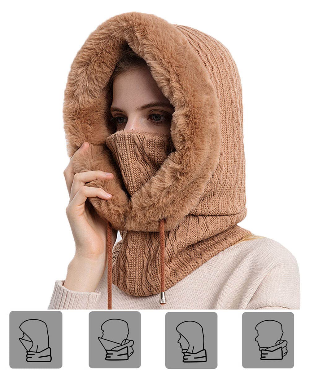 Women's Fleece Ski Mask Balaclava - Winter Face Cover Hood with Neck Protection for Outdoor Sports, Skiing, Snowboarding & Dog Walking - Cold Weather Essential