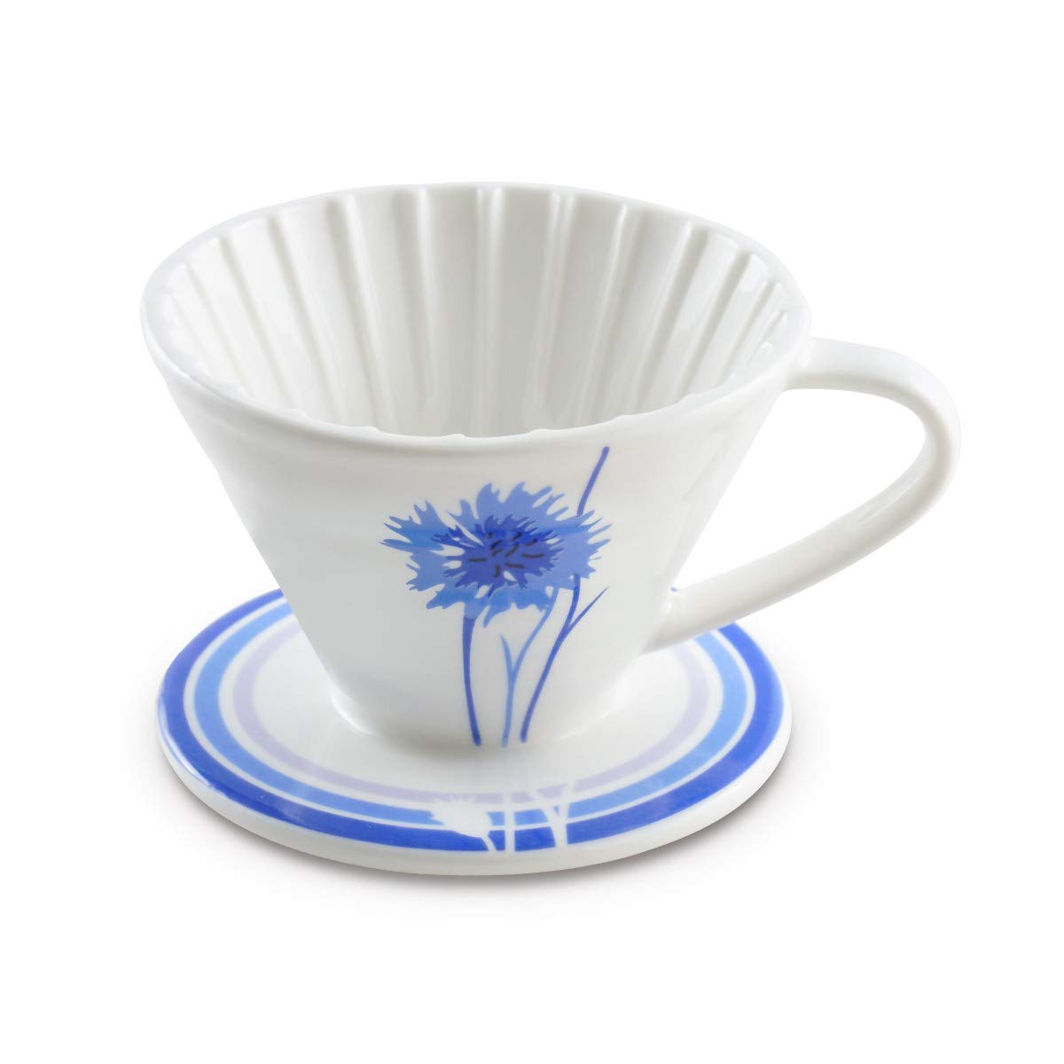 BLUE BREW Ceramic Pour Over Coffee Dripper - Size 02 Cone Coffee Maker for 1-4 Cups | Manual Brewing System | Dishwasher Safe | Perfect for Home, Office, Travel & Camping | Slow Drip Coffee Accessories (BB1002) | Ideal for Specialty Coffee Lovers & Baristas