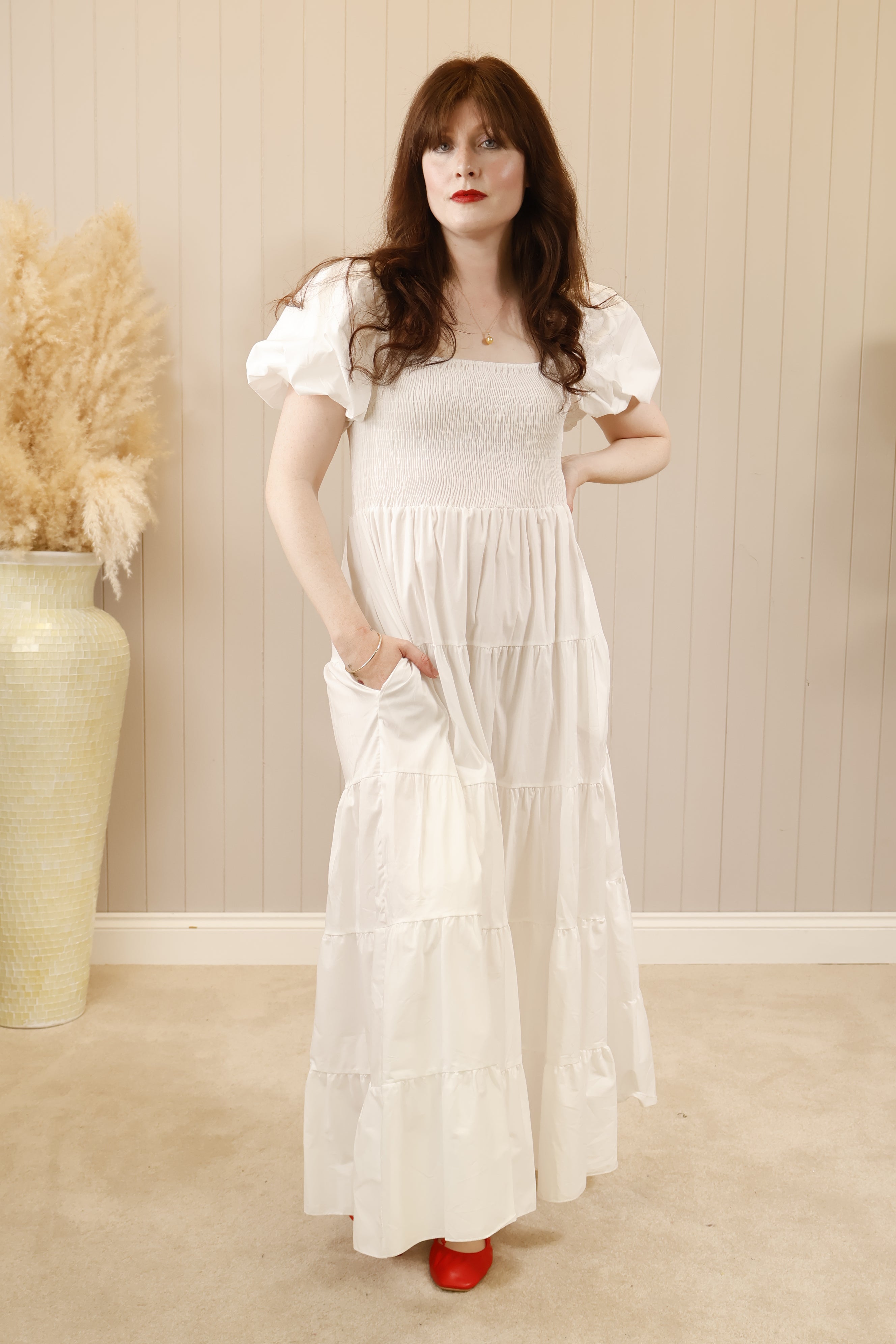 Grace Gypsy Dress White - Bohemian Floral Maxi Dress for Women - Perfect for Festivals, Beach Vacations & Summer Outfits