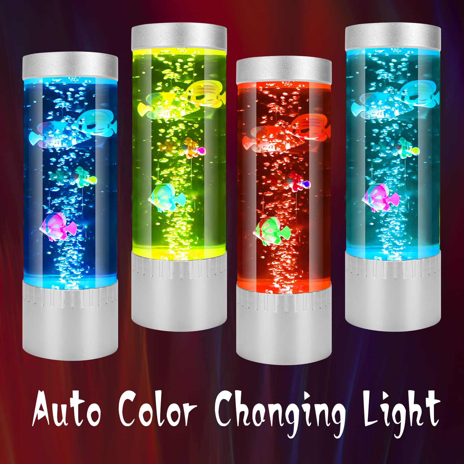 Bubble Fish Lamp - Sensory Bubble Tube Light with Moving Artificial Fish, LED Aquarium Lamp for Home & Office Decor - Perfect Gift for Kids & Adults - Creates Relaxing Ambiance for Bedrooms, Living Rooms & Therapy Spaces