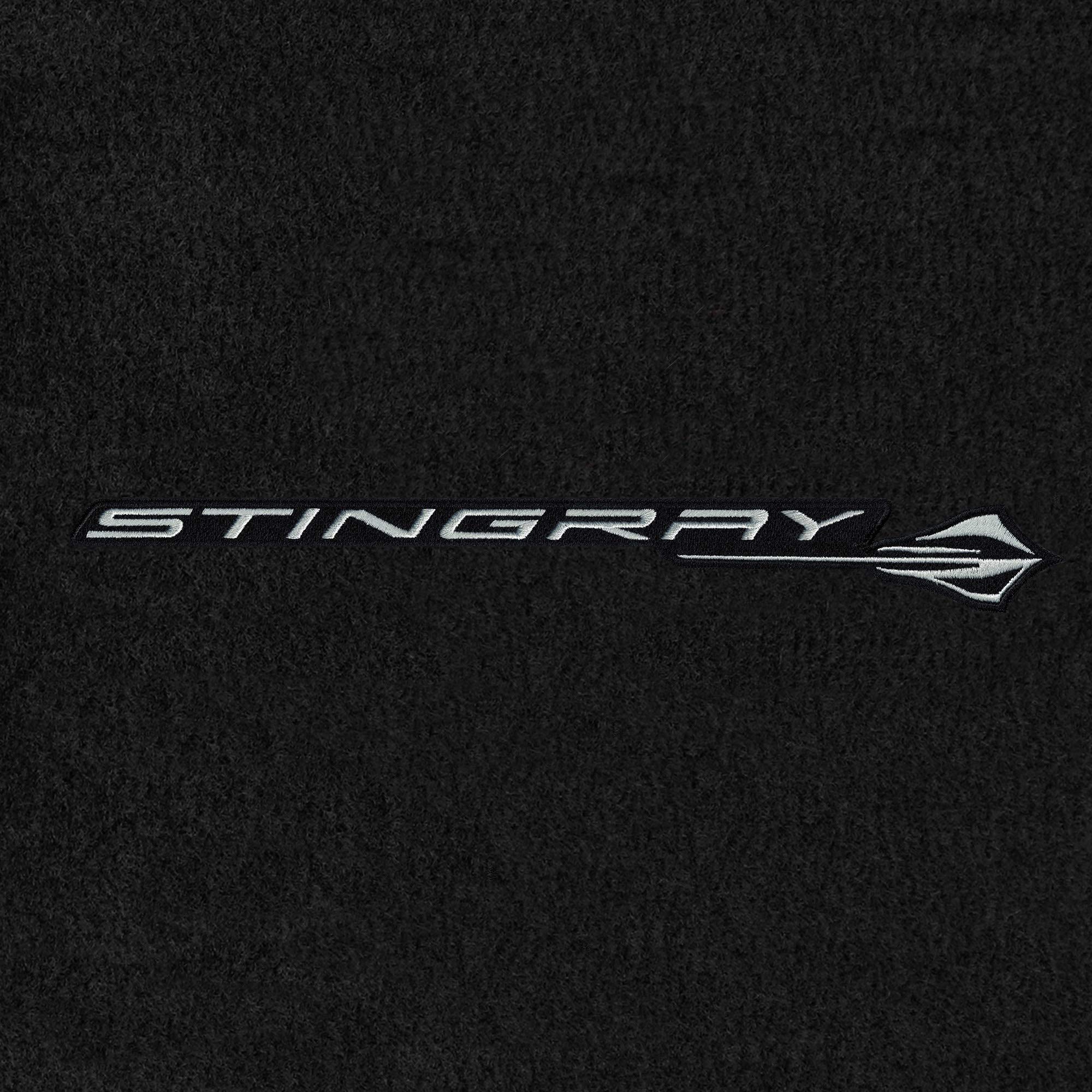 Premium Custom-Fit Carpeted Floor Mats for 2020+ Corvette C8 - Luxury Car Floor Liners with Stingray Logo (Charcoal, 2-Piece Front Set) - Perfect for Daily Driving & Car Shows