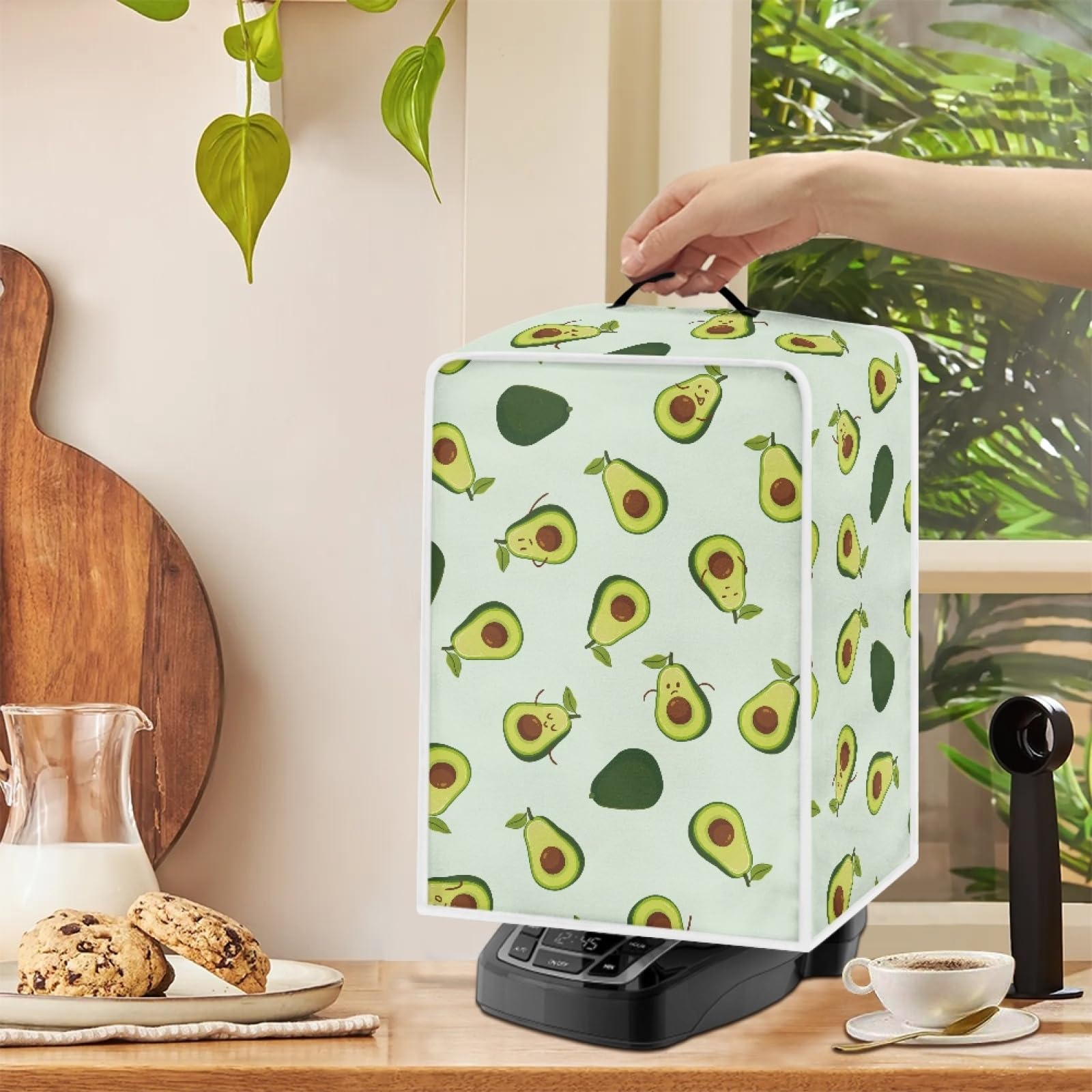GLENLCWE Green Avocado Dust Cover - Foldable Kitchen Appliance Protector for Coffee Machines & Stand Mixers | Polyester Dustproof Cover for Home Kitchen | Perfect for Countertop Organization & Appliance Protection