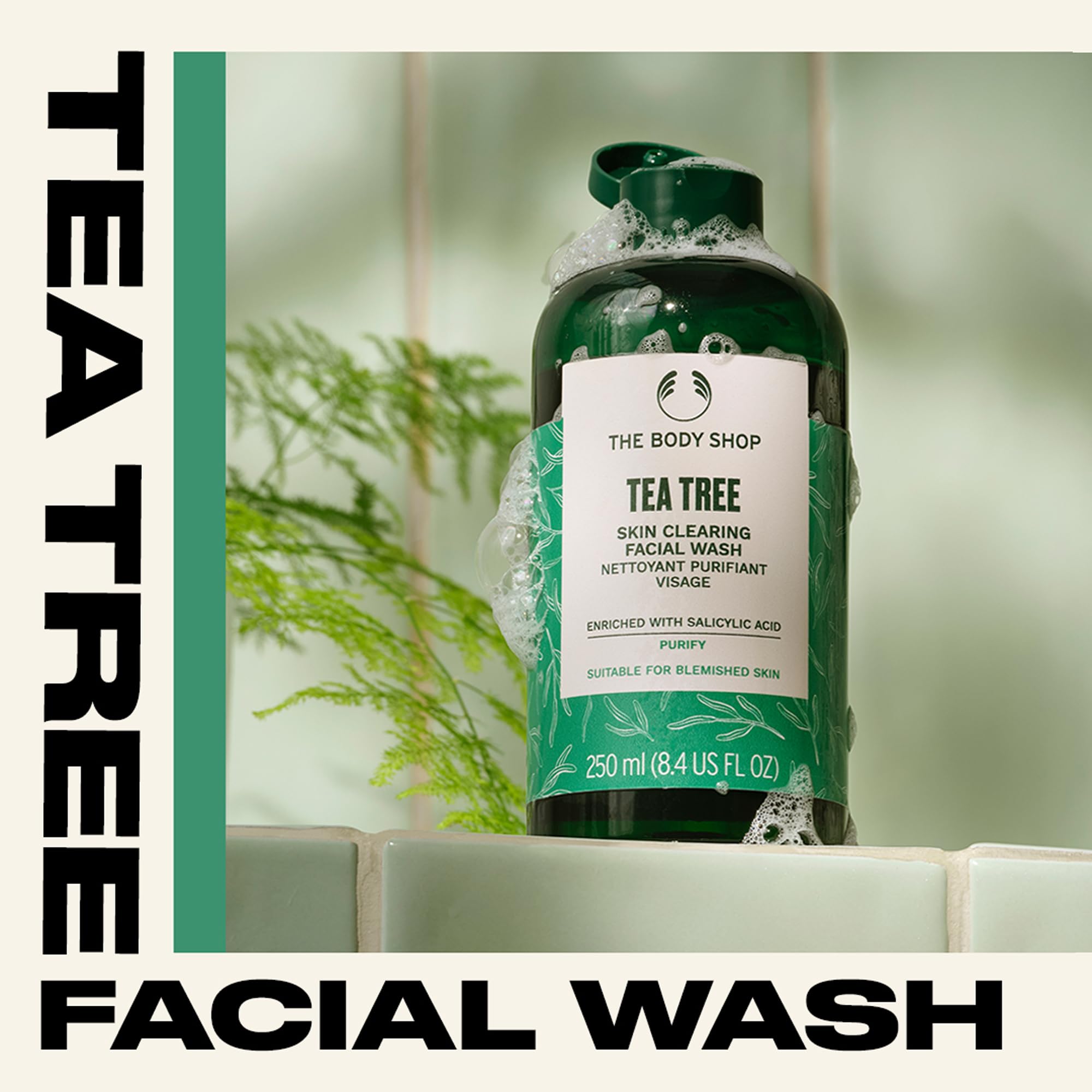 The Body Shop Tea Tree Skin Clearing Facial Wash – Purifying Vegan Face Wash for Oily, Blemished & Acne-Prone Skin – 8.4 oz – Deep Cleansing & Oil Control for Daily Skincare Routine