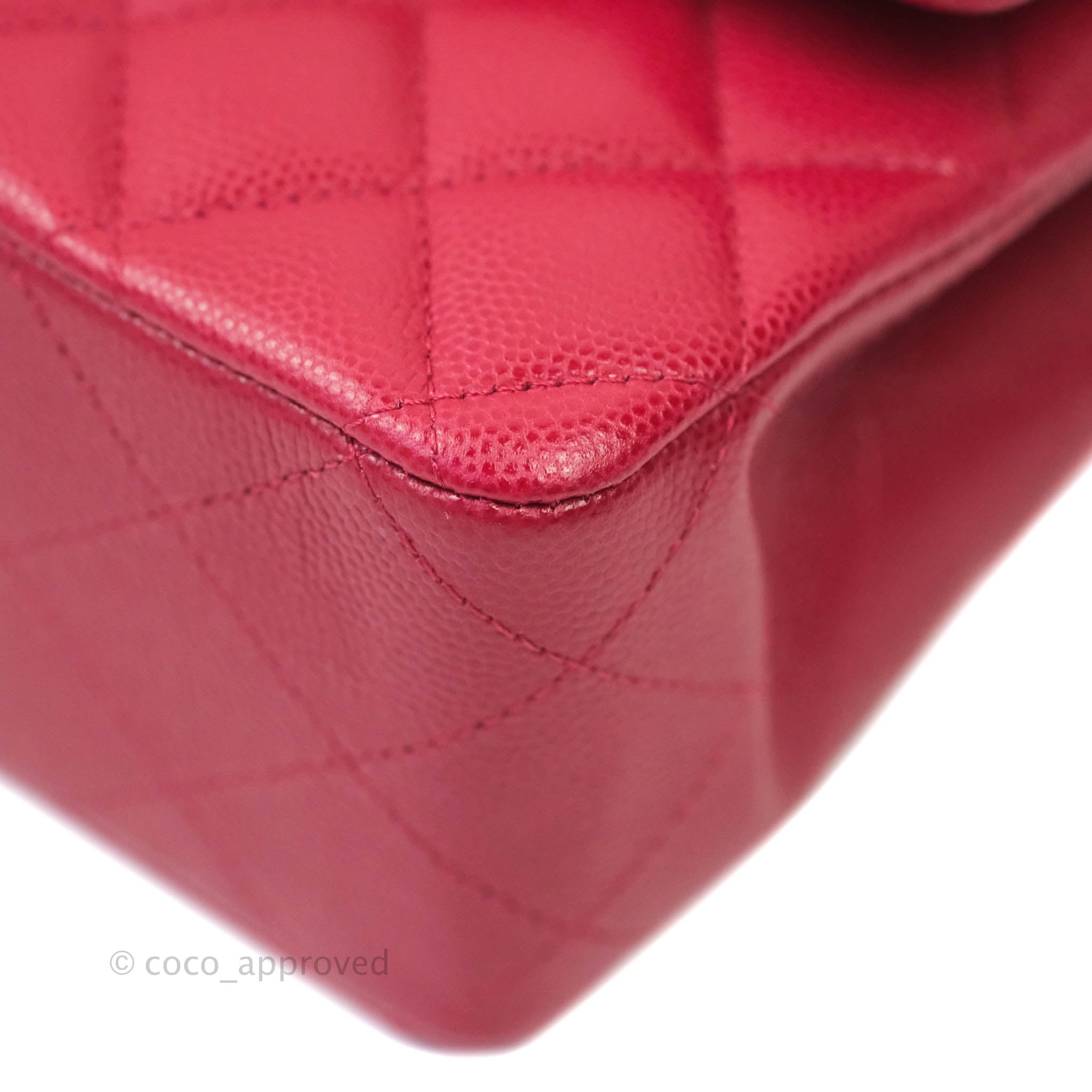 Chanel Classic Medium Double Flap Bag - Red Caviar Leather with Silver Hardware | Authentic Luxury Handbag for Women | Perfect for Parties, Weddings & Everyday Elegance