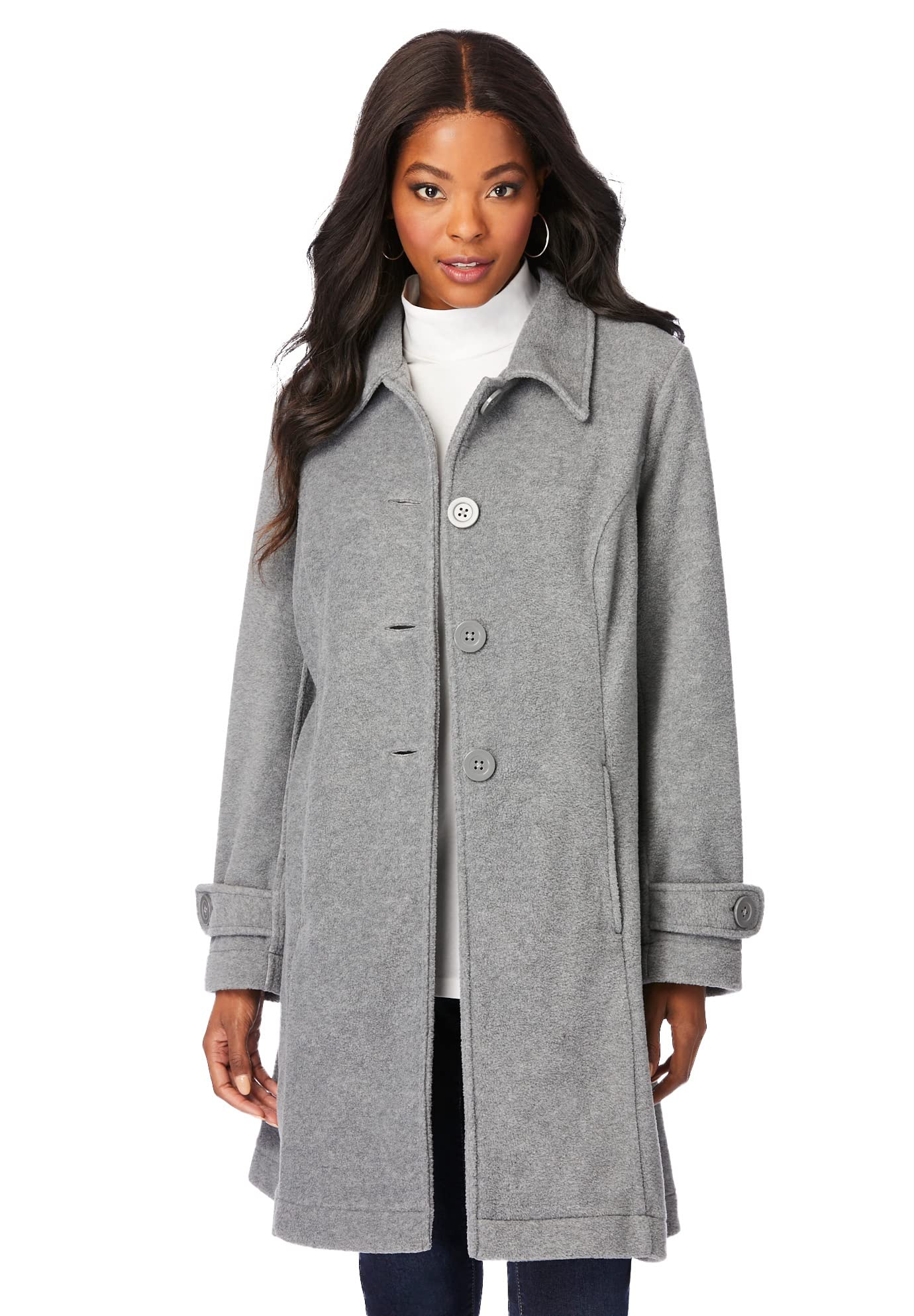 Roaman's Women's Plus Size Fleece Jacket - Warm Cozy Winter Outerwear for Plus Size Women | Perfect for Outdoor Activities, Casual Wear & Cold Weather Fashion