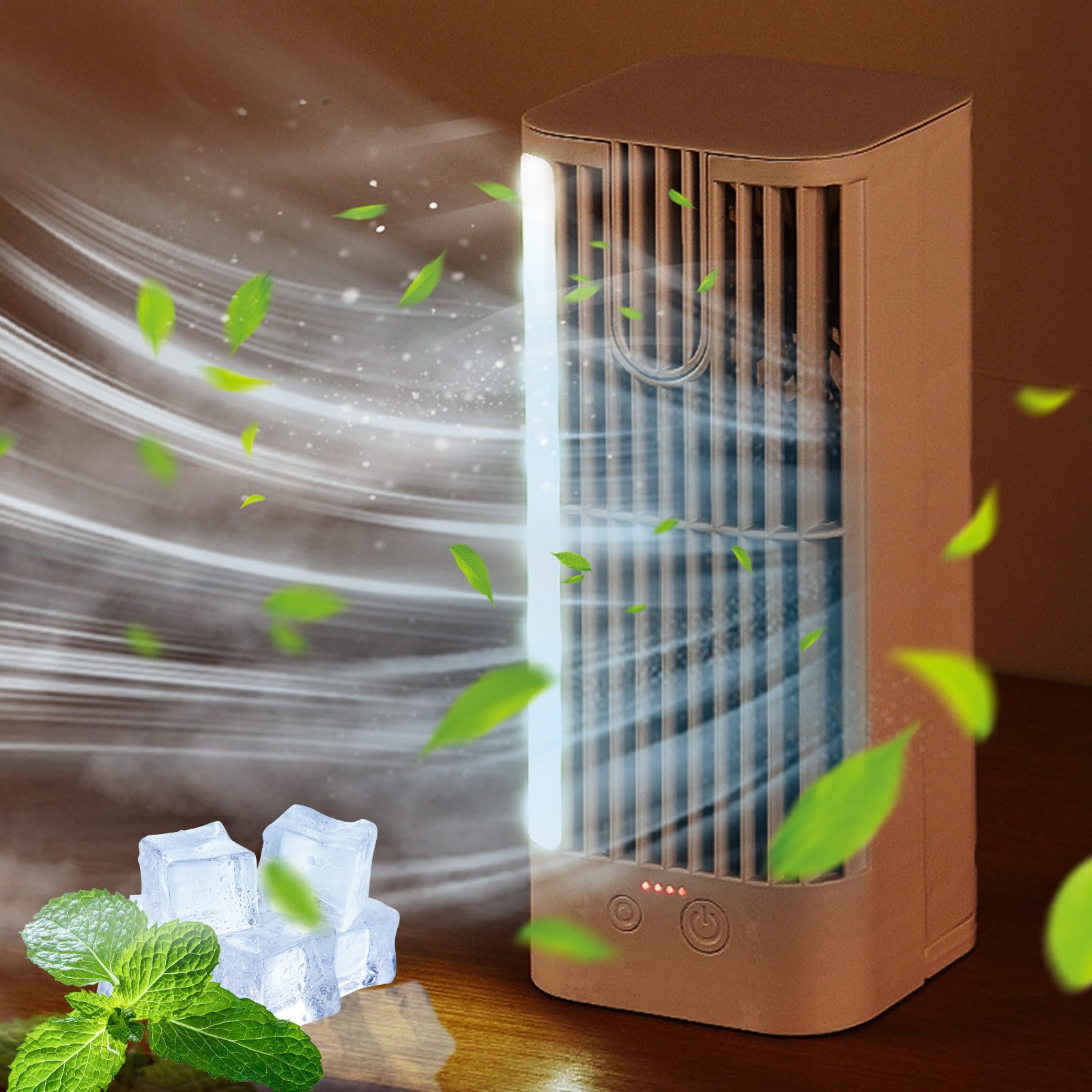 Desktop Air Conditioner Fan - Quiet Cooling Fan for Home & Office with Night Light | Portable Small Fan for Indoor Use, Bedroom, Study & Workspace
