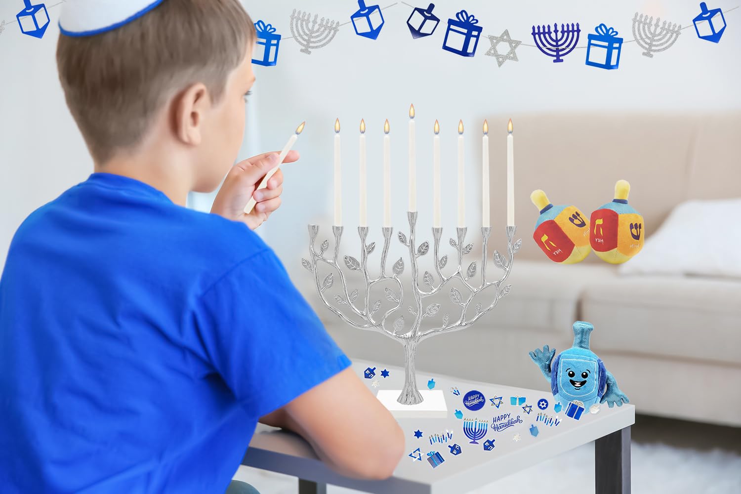 Premium Hanukkah Candles Set - 44 White Menorah Candles for All 8 Nights of Chanukah (5-Pack) | Traditional Jewish Holiday Candle Lighting Ceremony & Home Decoration