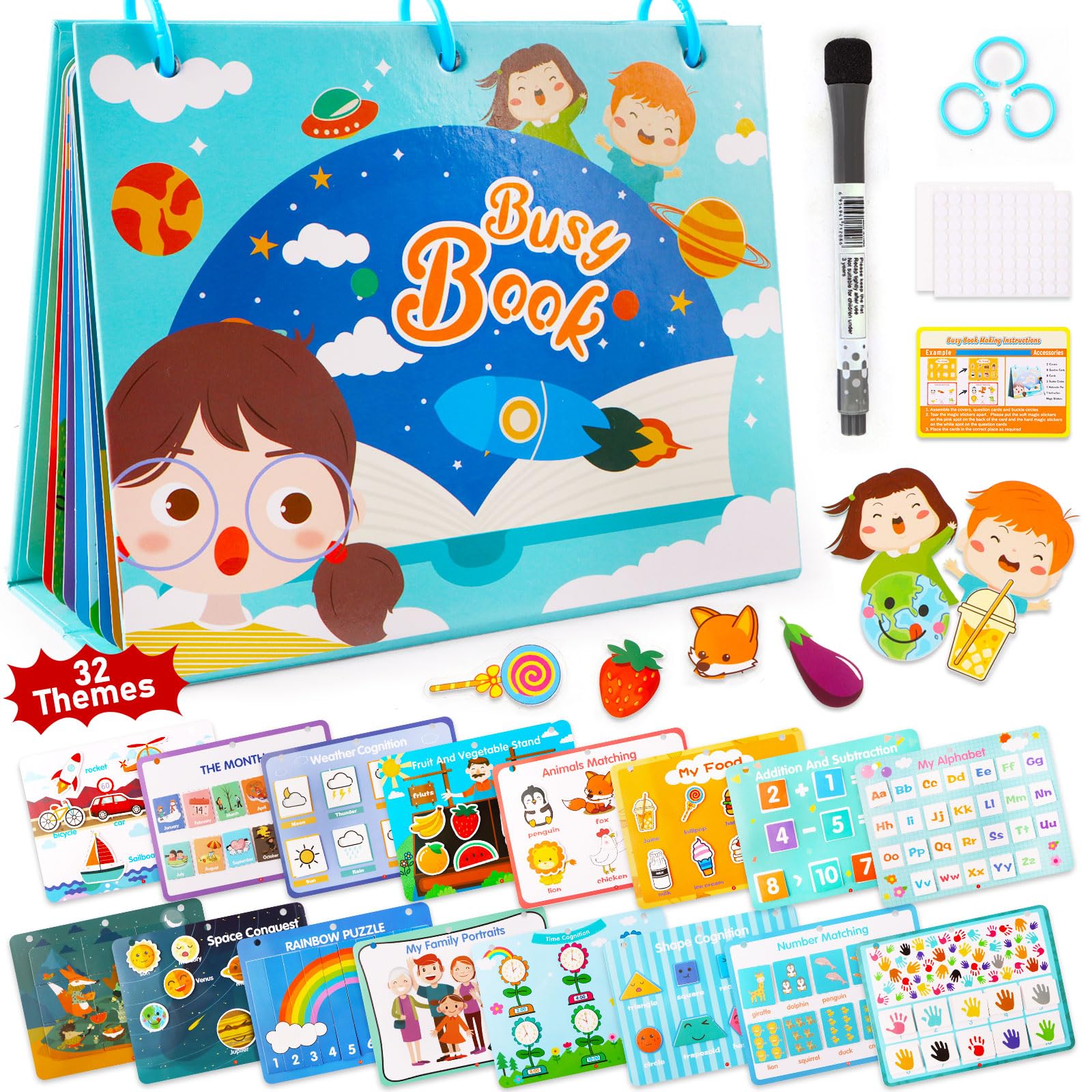 Yohelly Montessori Busy Book for Toddlers - Preschool Learning Activities, Educational Sensory Toys for Autism, Best Birthday Gifts for 1-3 Year Old Boys & Girls | Perfect for Early Childhood Development & Travel Entertainment