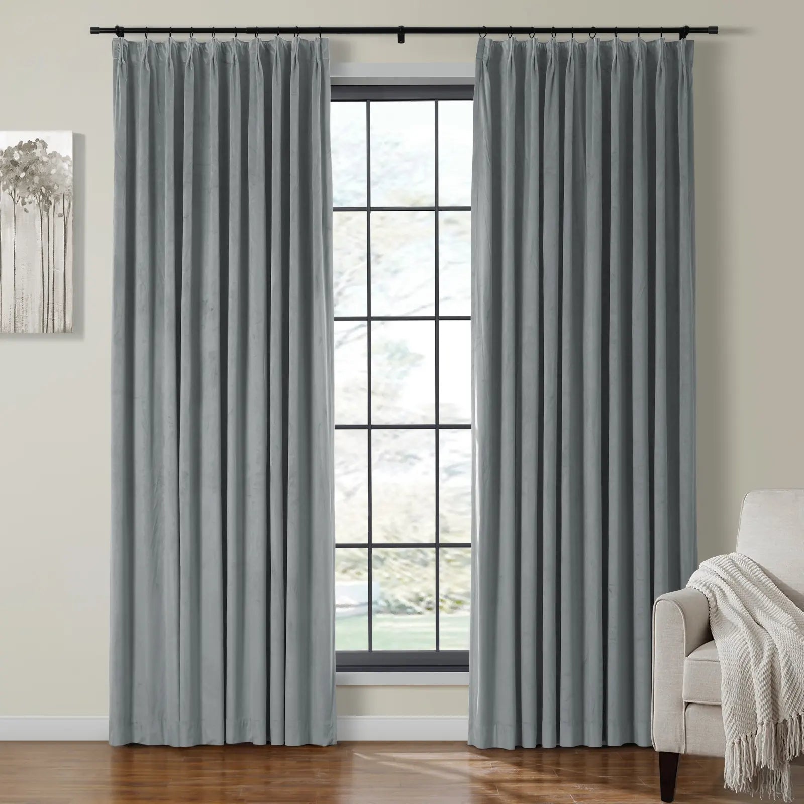 Birkin Velvet Curtain Pleated - Luxurious Blackout Drapes for Living Room & Bedroom - Elegant Window Treatment for Home Decor