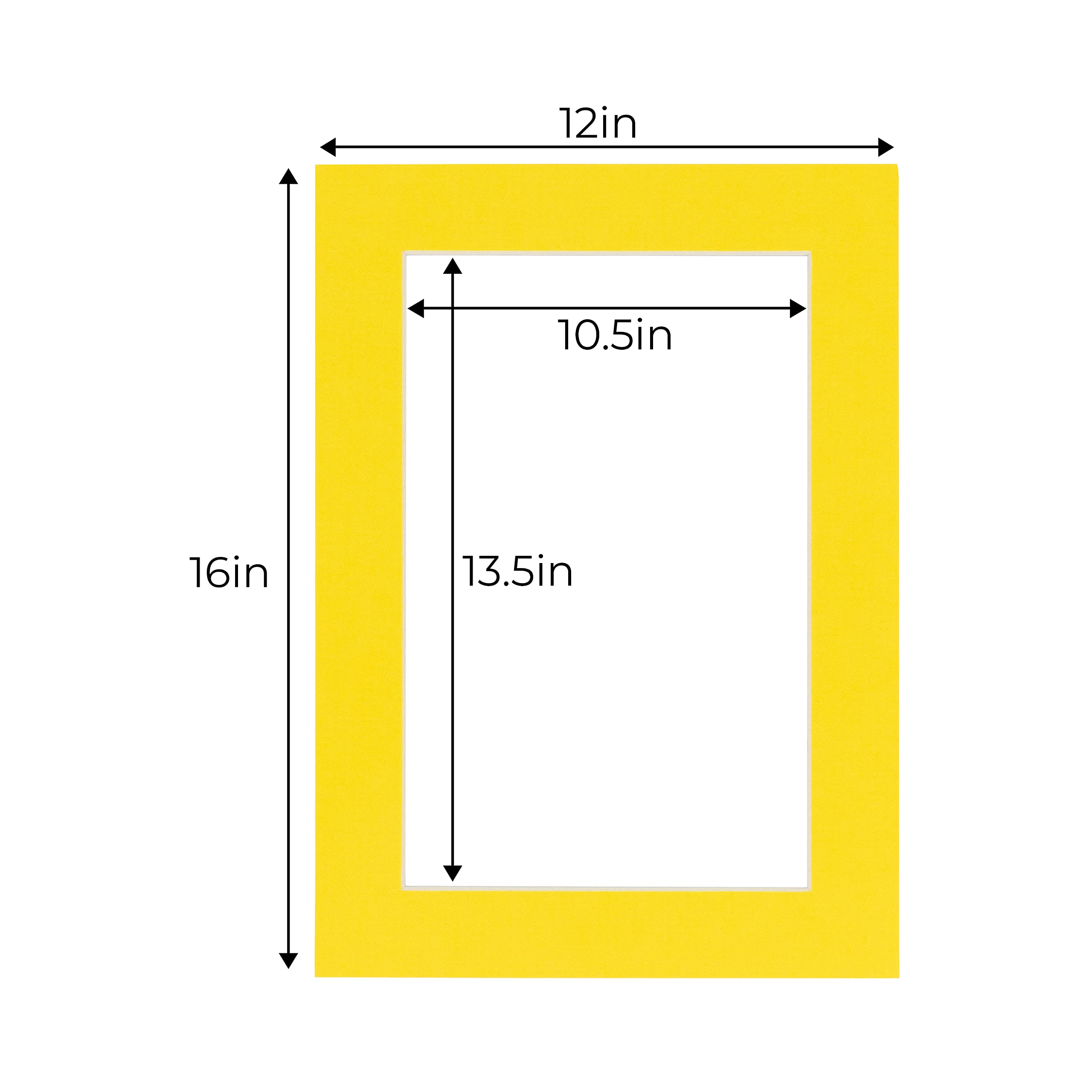 CountryArtHouse 12x16 Acid-Free Picture Frame Mats - Vibrant Yellow with White Core Bevel Cut for 11x14 Photos (Pack of 10) | Perfect for Home Decor, Art Displays & Photo Galleries
