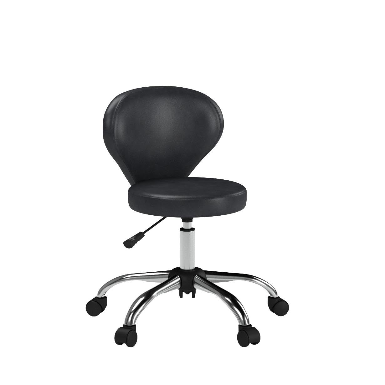2 Pack Adjustable Hydraulic Salon Stool Chair - PVC Faux Leather Rolling Swivel Stool with Wheels, Lumbar Support, 22