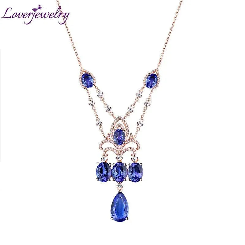 18K Rose Gold Tanzanite Pendant Necklace with Diamonds - 10.36ct Natural Tanzanite Gemstone Jewelry for Women | Elegant Gift for Anniversary, Birthday & Special Occasions