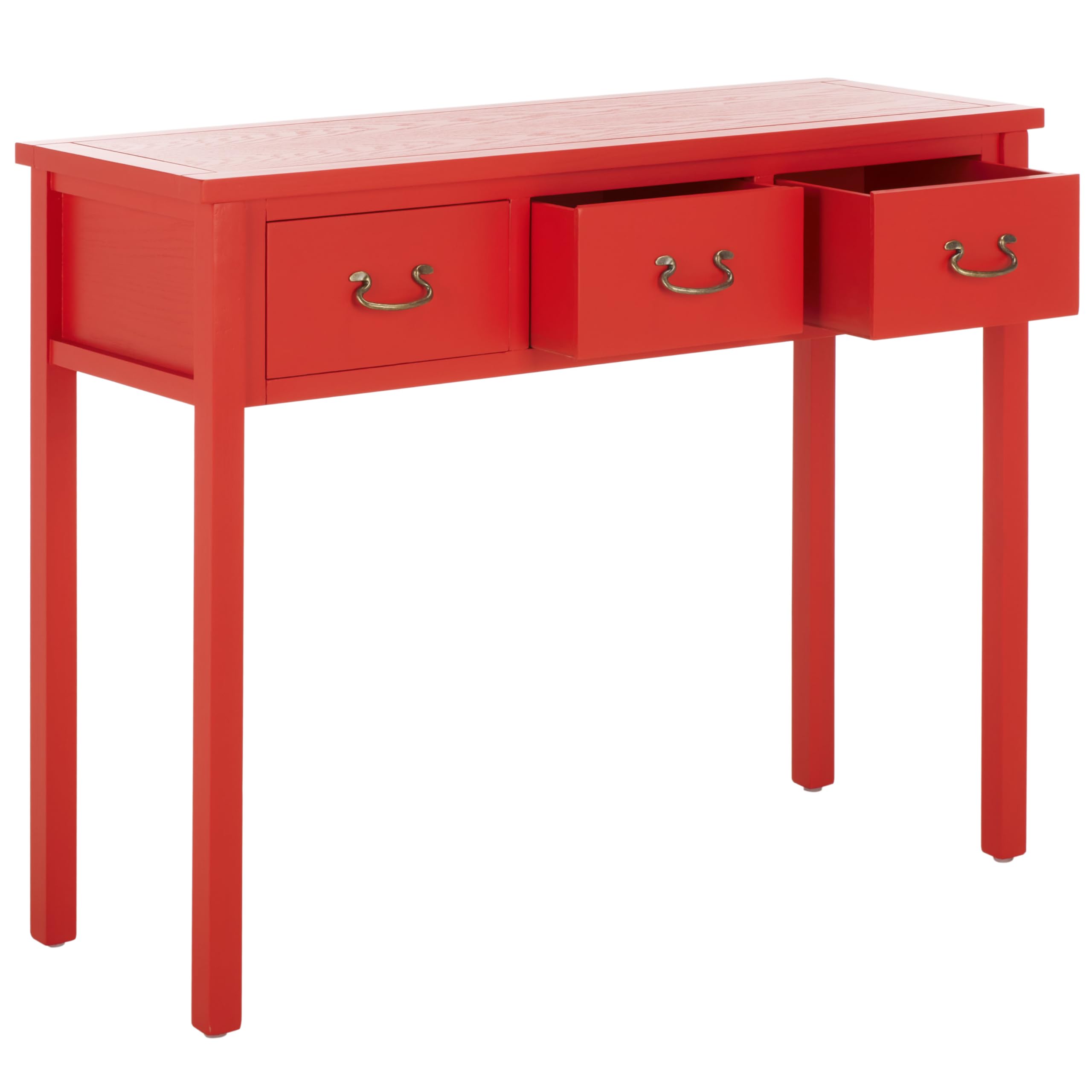 SAFAVIEH Cindy Farmhouse 3-Drawer Console Table - Rustic Red Entryway Table for Living Room, Hallway & Bedroom Decor