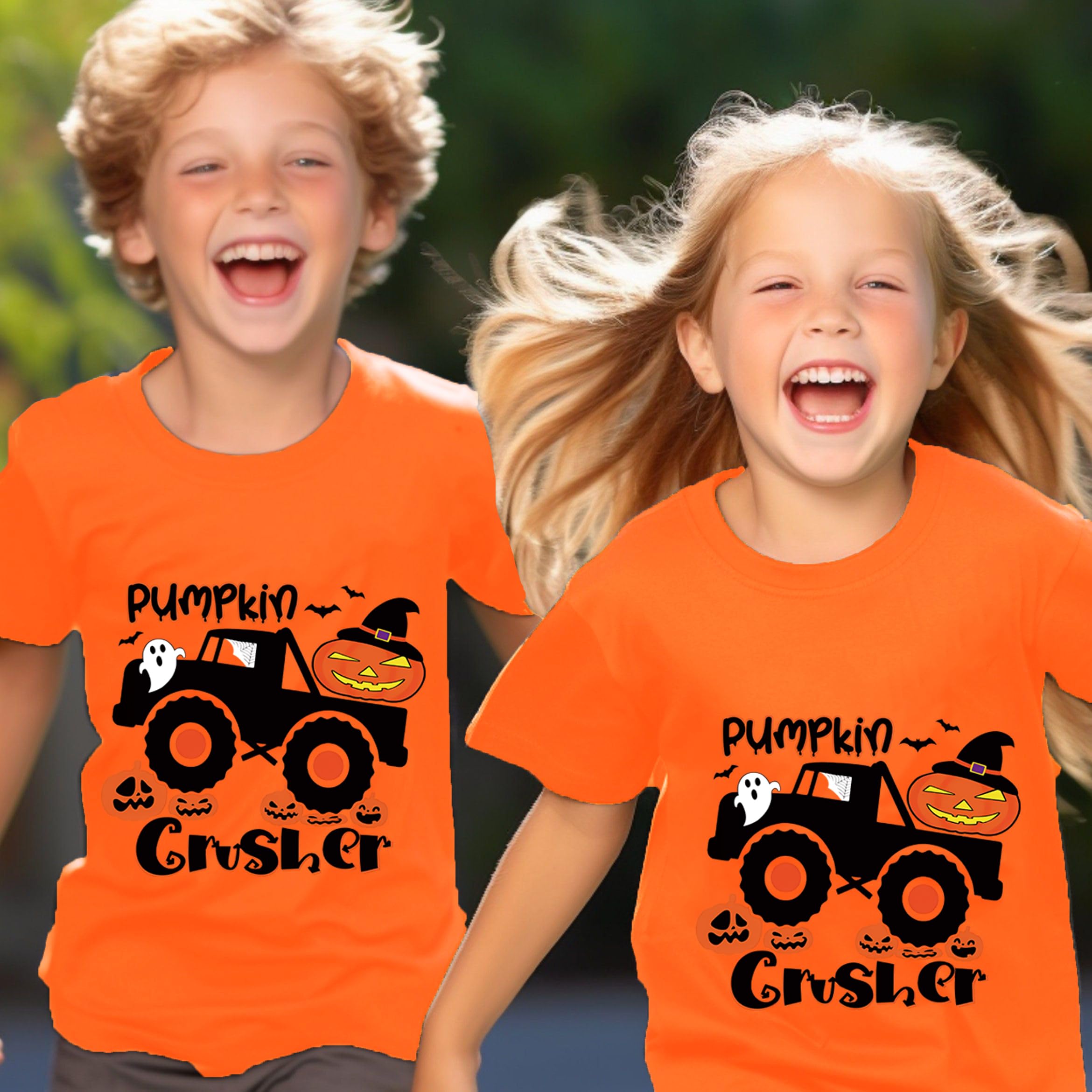 Boys Girls Halloween Skeleton Pumpkin Face Glow in The Dark Graphic Tee - Kids Toddler Short Sleeve T-Shirt for Trick or Treating & Costume Parties