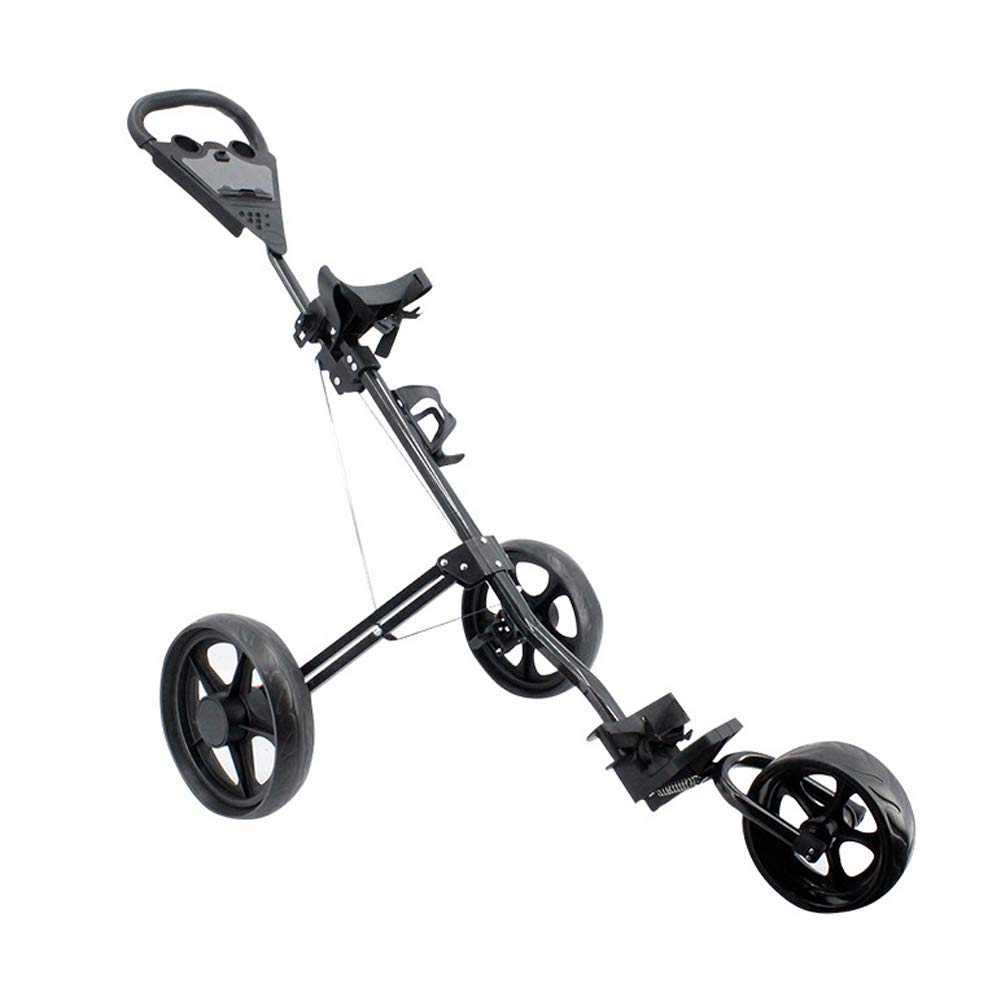 LANGWEI Foldable 3-Wheel Golf Push Cart with Scoreboard & Bottle Holder | Lightweight Golf Bag Trolley for Clubs | Perfect for Golf Courses, Driving Ranges & Outdoor Practice