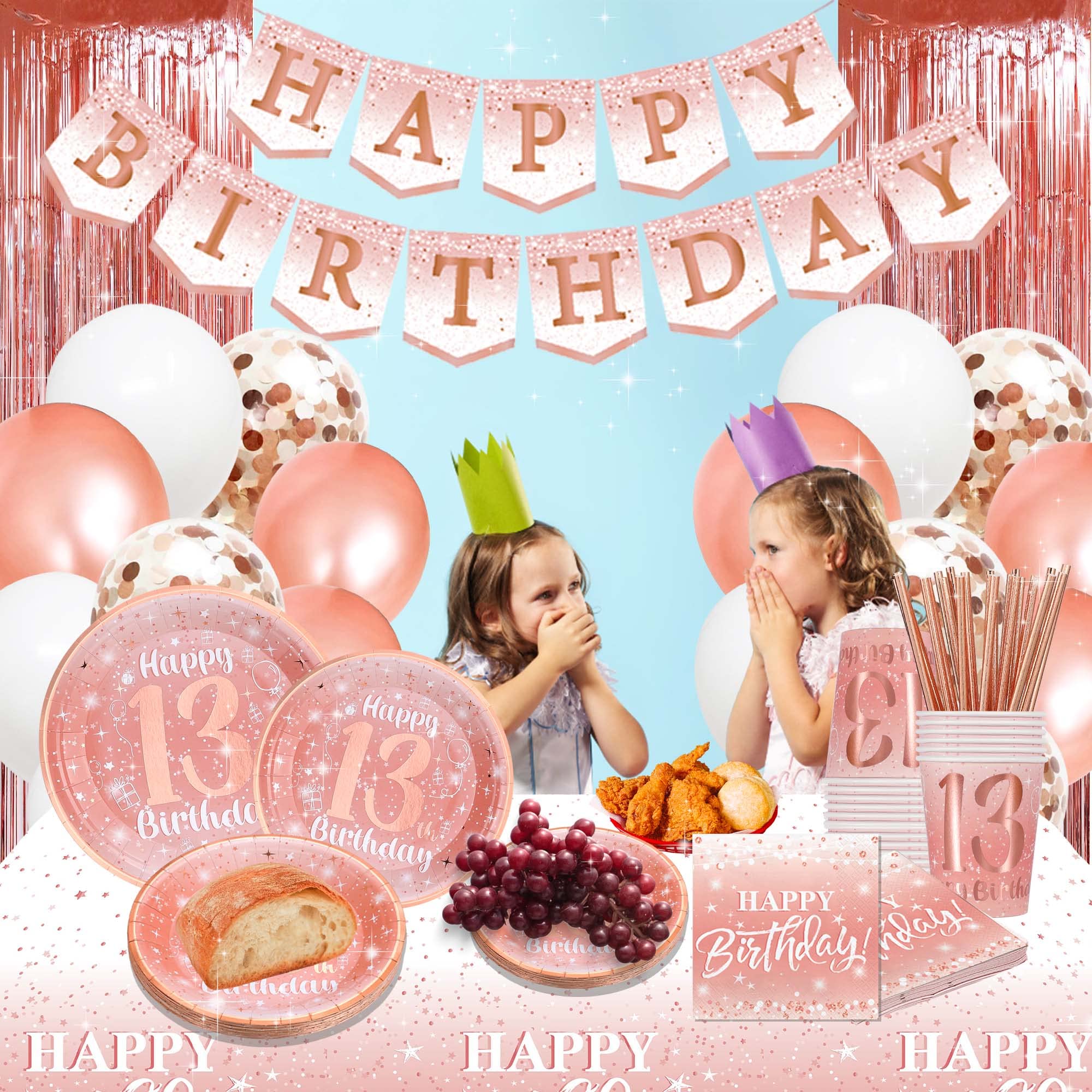 Rose Gold 13th Birthday Party Decorations for Girls - Happy Birthday Banner, Balloons, Backdrop | Perfect for Teen Birthday Celebrations, Sweet 16 Parties & Special Occasions