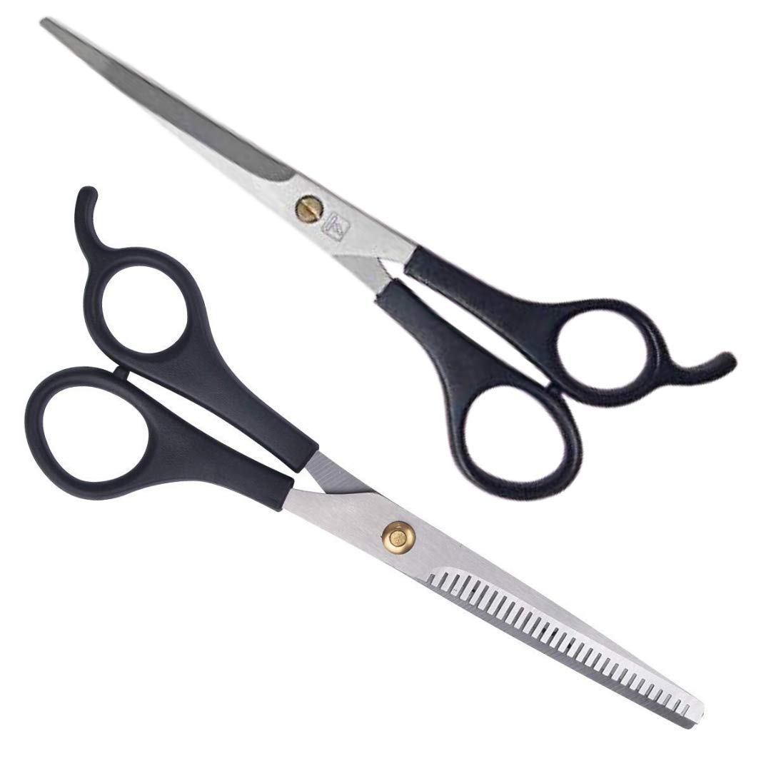 TWIERY Professional 6.5 Inch Hair Cutting Scissors Set - Sharp Stainless Steel Shears with Double Thinning Scissors for Salon & Home Use (2-Piece Kit) | Perfect for Stylists, Barbers & DIY Haircuts