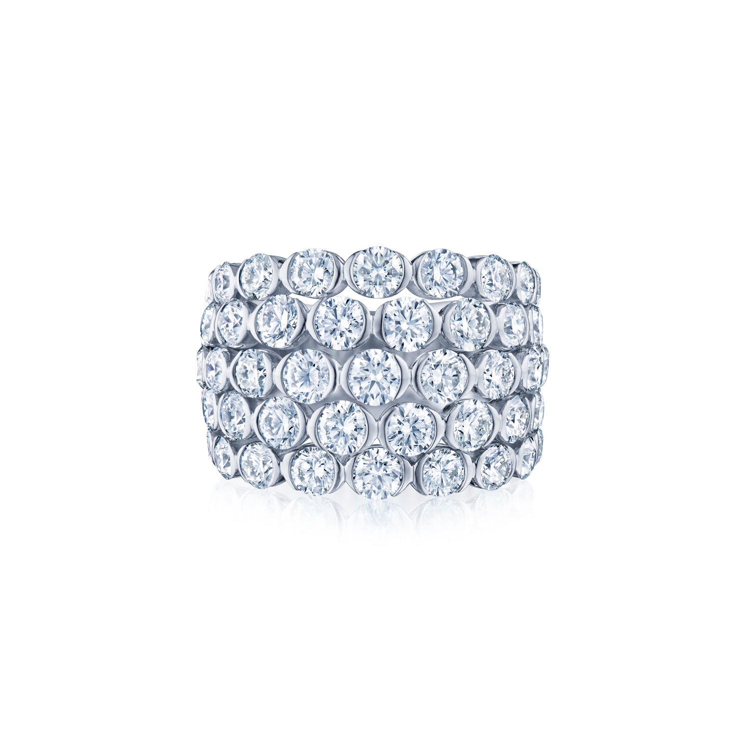 5 Row Diamond Stackable Ring for Women - Elegant Cocktail Ring for Parties, Weddings & Special Occasions