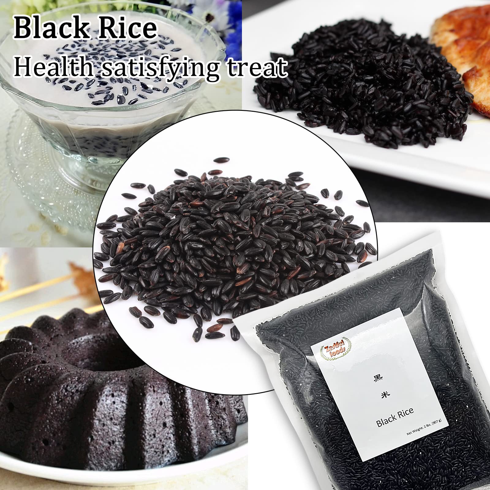 Organic Black Rice - Whole Grain Non-GMO High Fiber Low Sugar 2lb Pack | Healthy White Rice Alternative | Perfect for Buddha Bowls, Stir Fry & Meal Prep