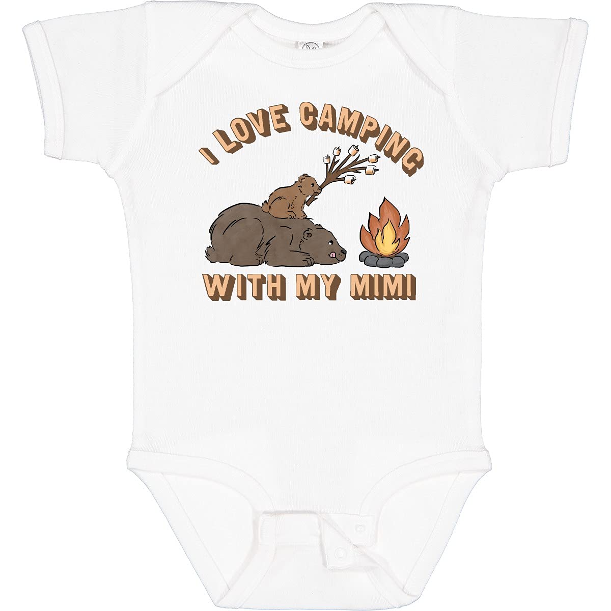 Inktastic I Love Camping with My Mimi Baby Bodysuit - Soft Cotton Infant Onesie for Outdoor Adventures & Family Bonding - Perfect for Camping Trips, Hiking, and Grandparent-Grandchild Activities