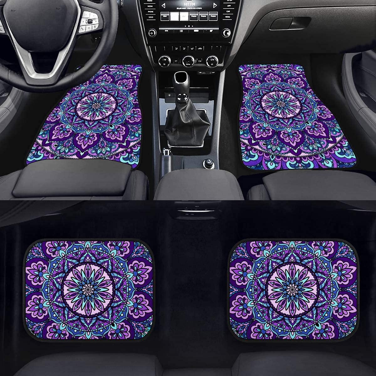 Elegant Red Roses Print Car Seat Covers Set for Women - 10-Piece Full Set Includes Steering Wheel Cover, Armrest Cover, Seat Belt Covers & Floor Mats | Perfect for Sedans, SUVs & Daily Commuting