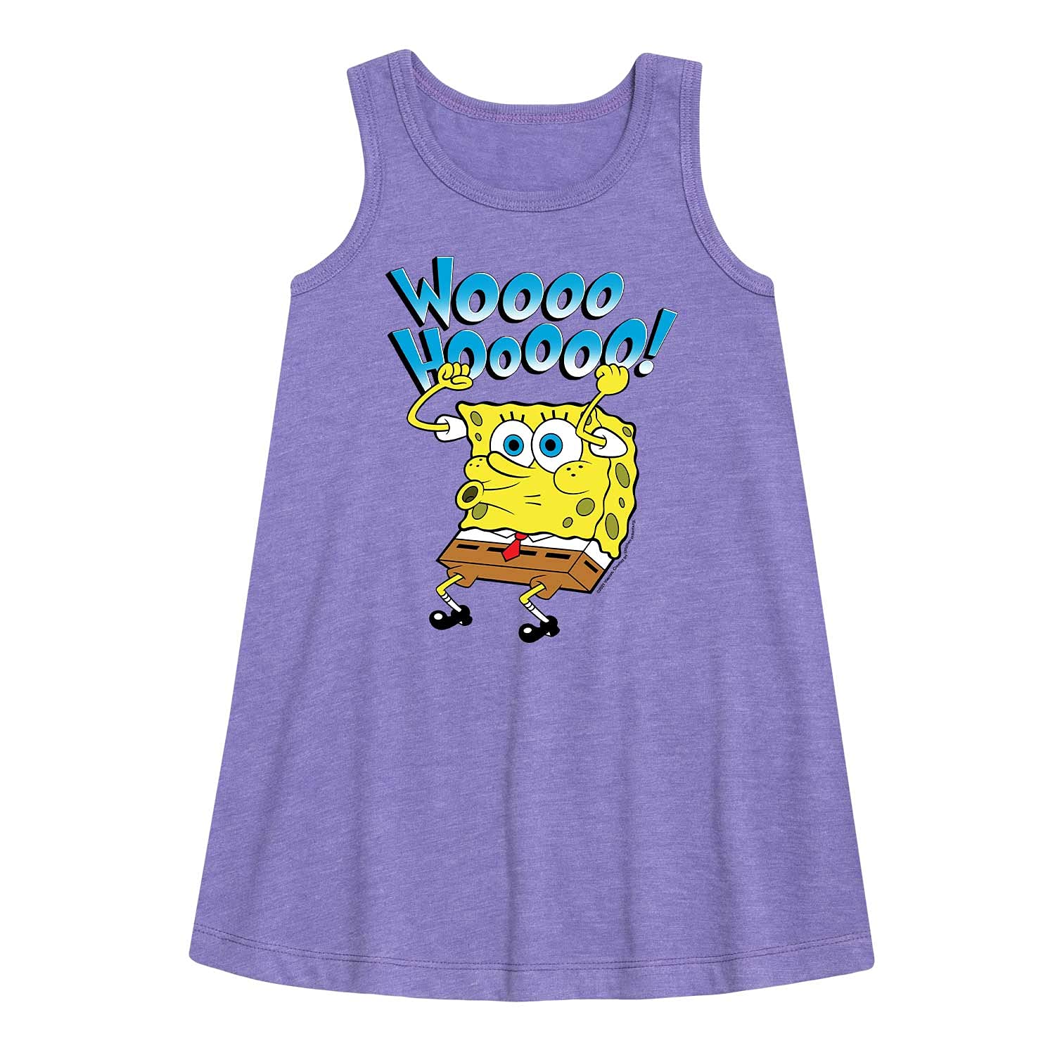 Spongebob Squarepants Woooo Hooooo A-Line Dress for Toddler & Youth Girls | Cartoon Character Kids Dress | Perfect for Birthday Parties, School Events & Casual Wear