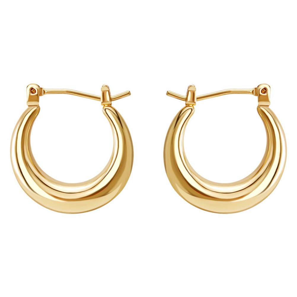 KESYOO 2 Pack Minimalist Gold U-Shaped Hoop Earrings for Women - Dainty European Style Fine Jewelry - Perfect for Everyday Wear, Office & Date Night